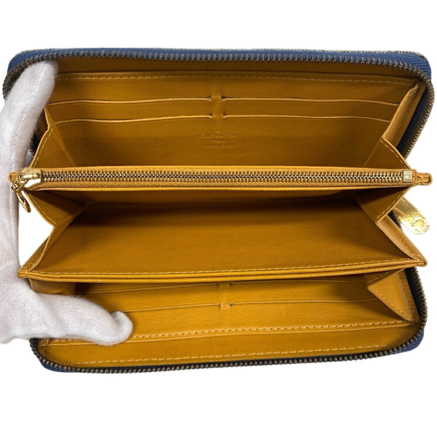 Denim Zippy Wallet with Box and Dust Bag