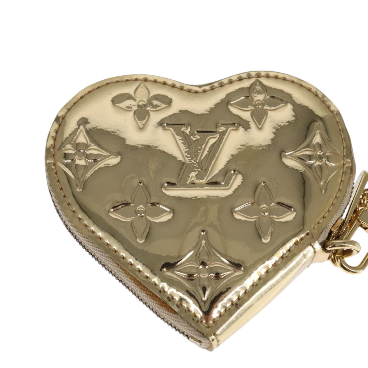 Heart-Shaped Patent Leather Coin Purse with Dust Bag and Item Box