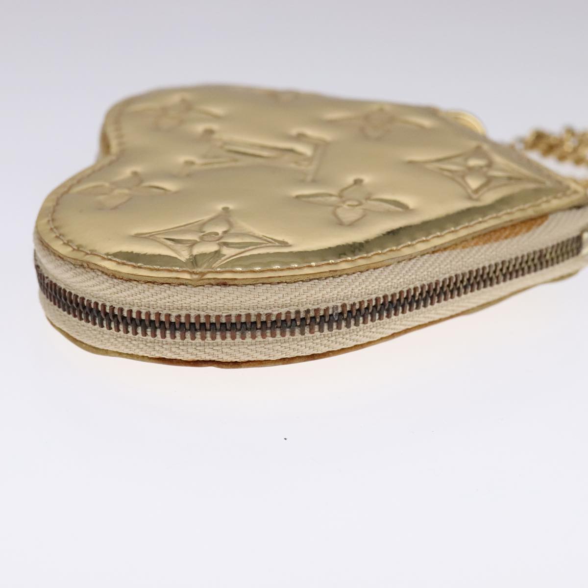 Heart-Shaped Patent Leather Coin Purse with Dust Bag and Item Box