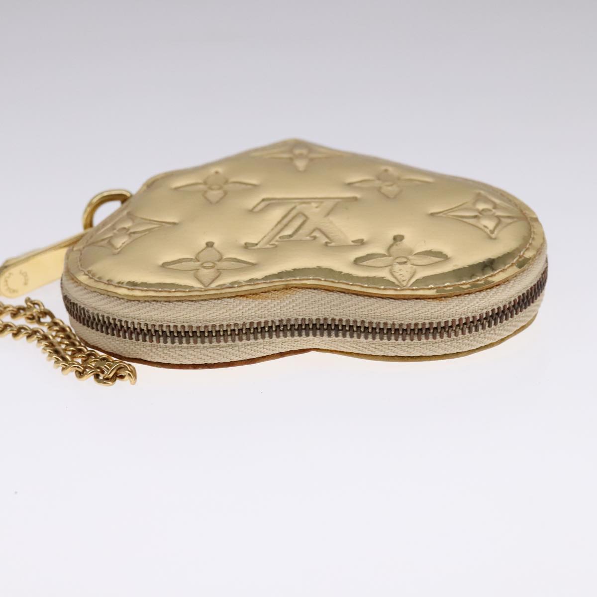 Heart-Shaped Patent Leather Coin Purse with Dust Bag and Item Box