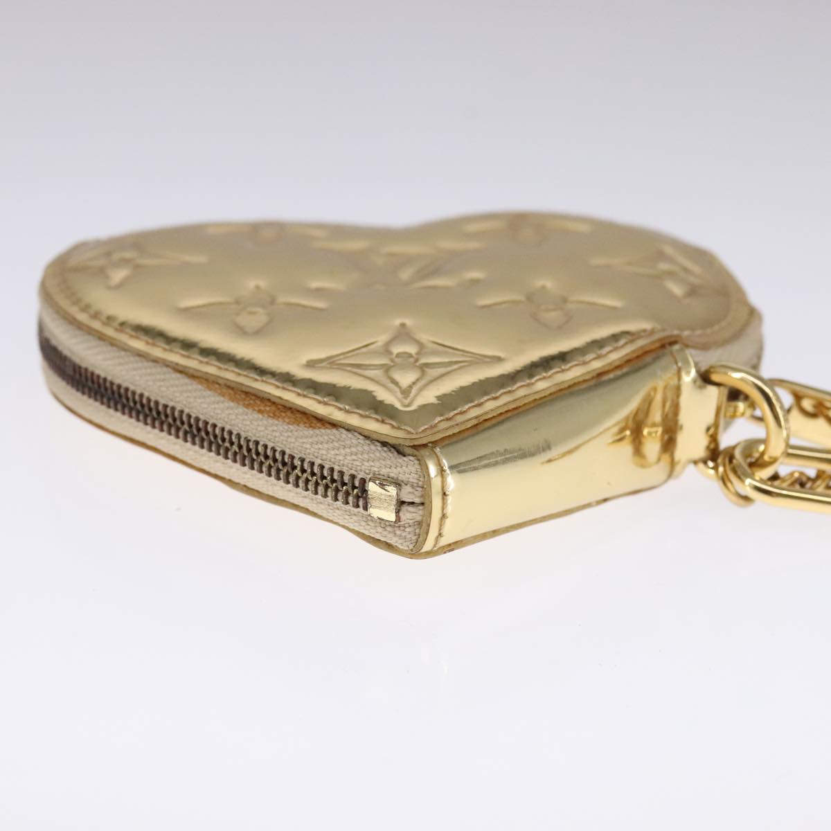 Heart-Shaped Patent Leather Coin Purse with Dust Bag and Item Box