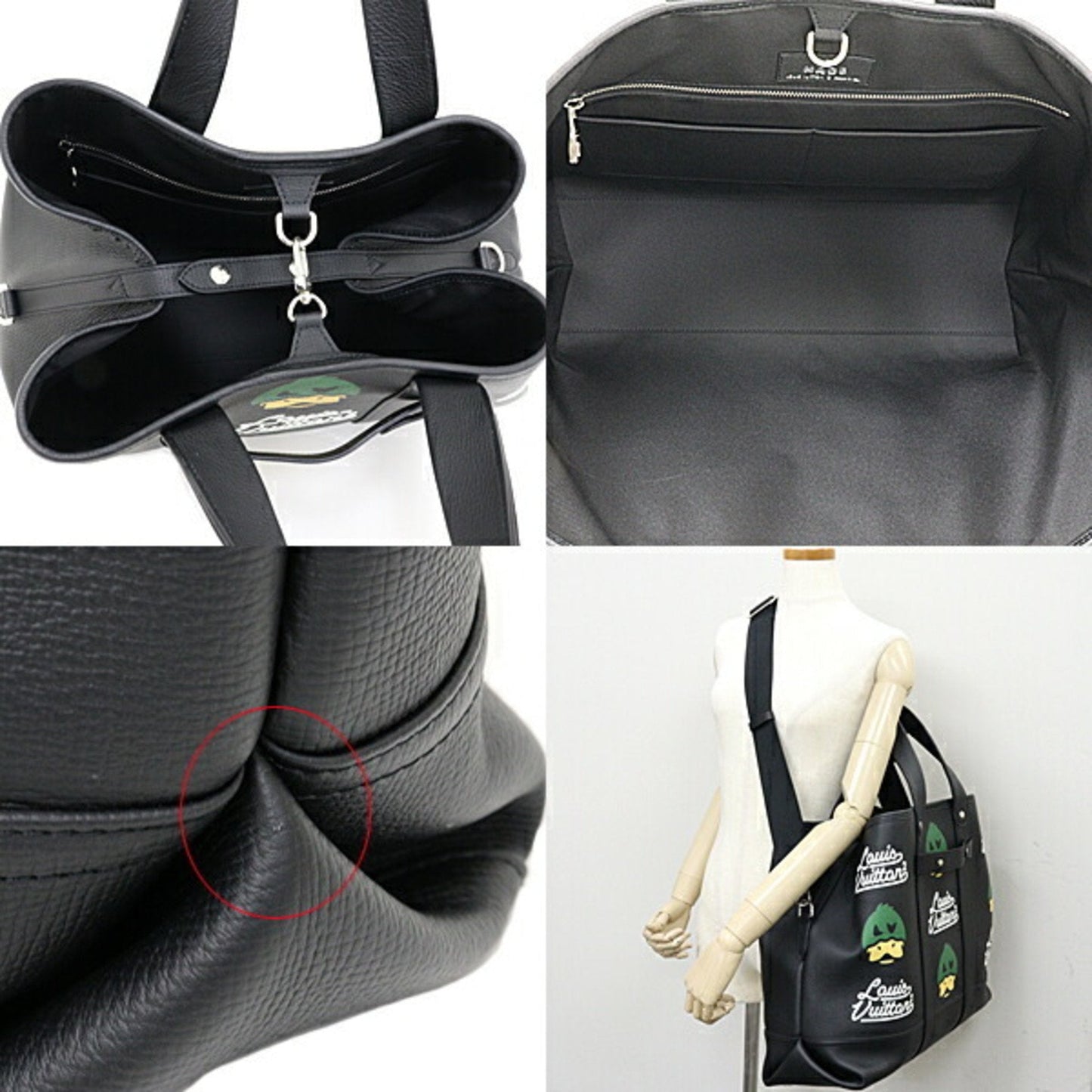 Leather Tote Bag with Slight Scratches and Good Condition Handle