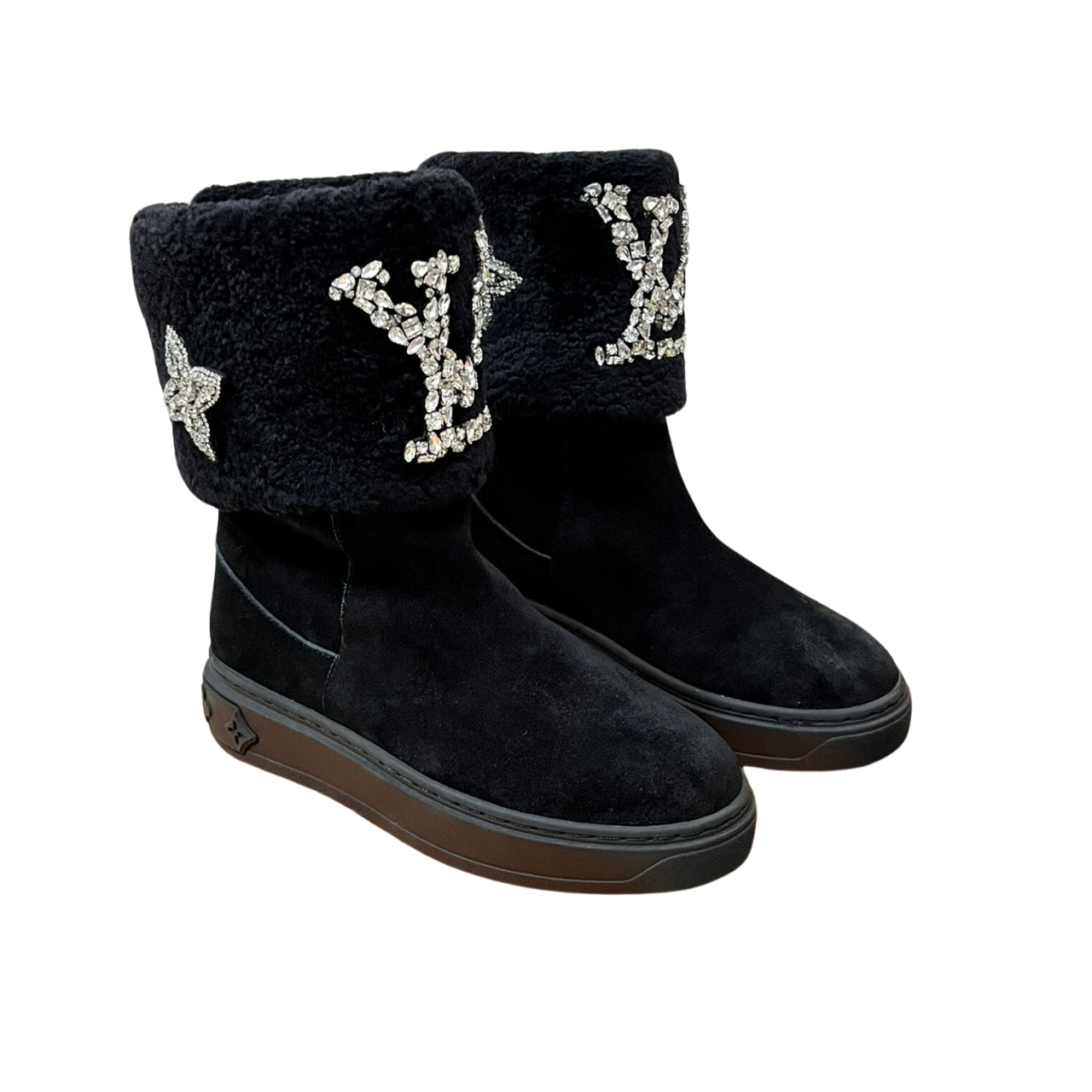 LV ANKLE BOOT STUDDED WITH DIAGLMNDS BLACK