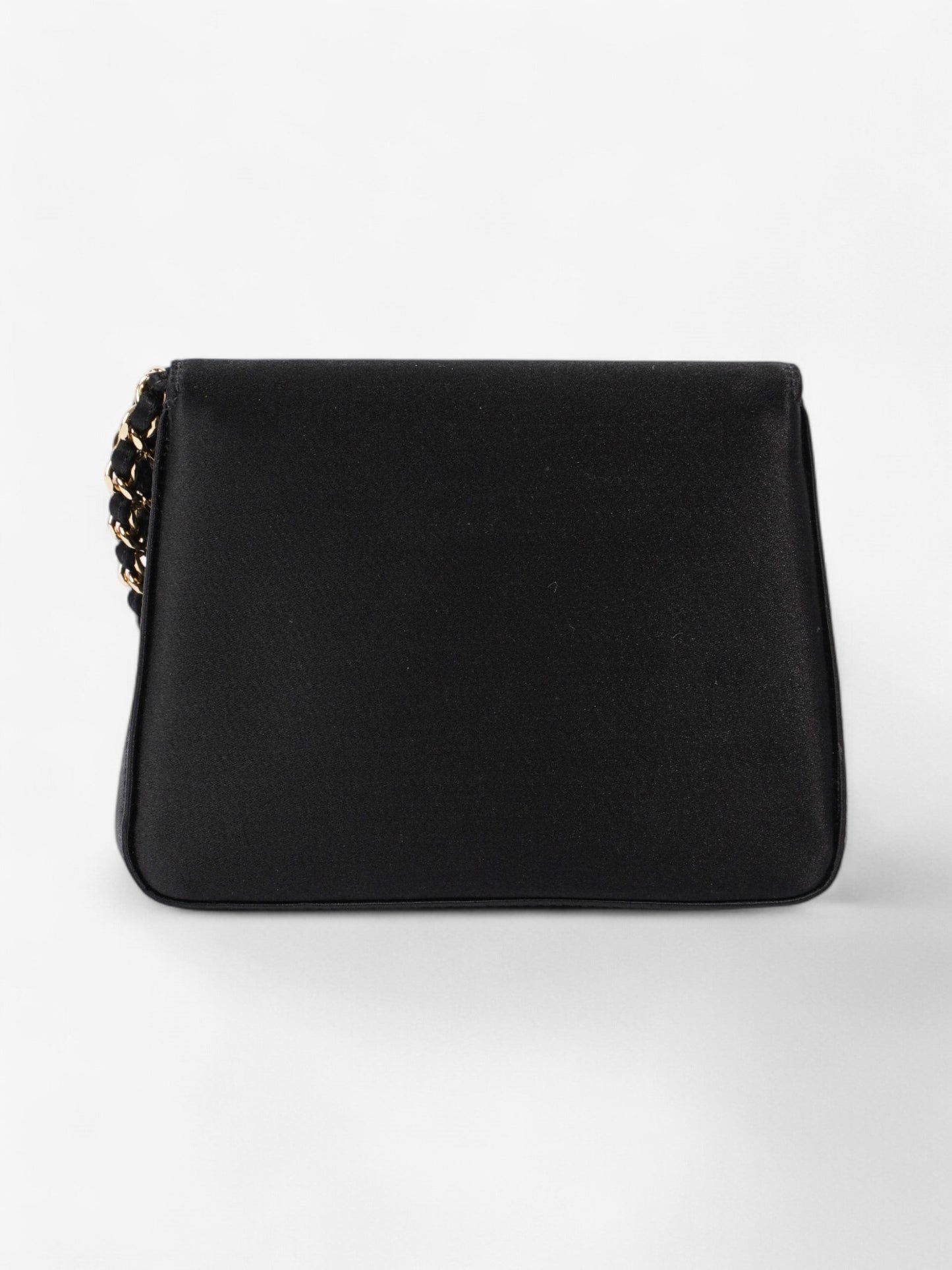 Chanel Vintage Envelope Wristlet Black Satin