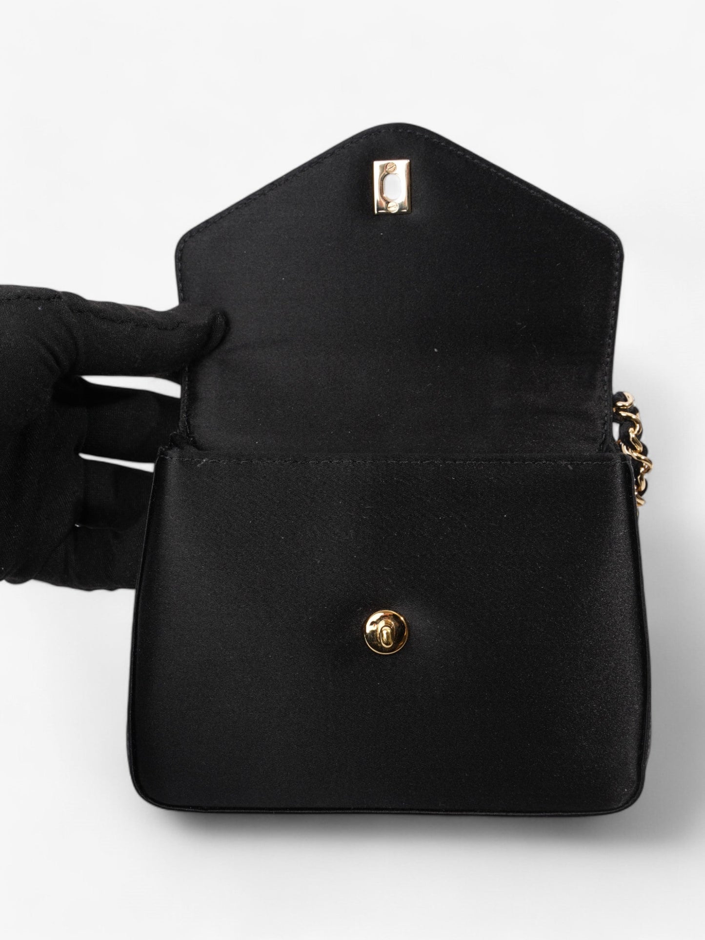 Chanel Vintage Envelope Wristlet Black Satin