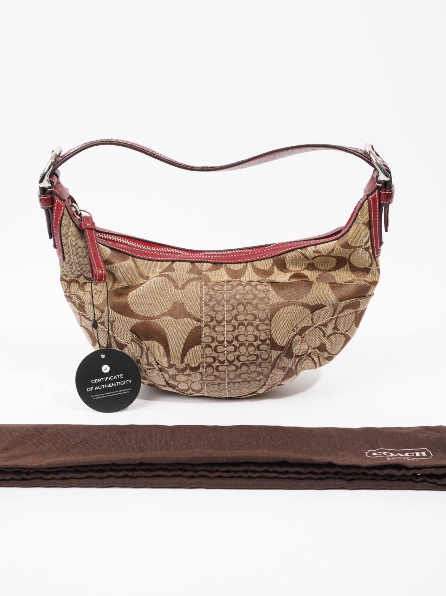 Coach Hobo Brown  / Red Canvas
