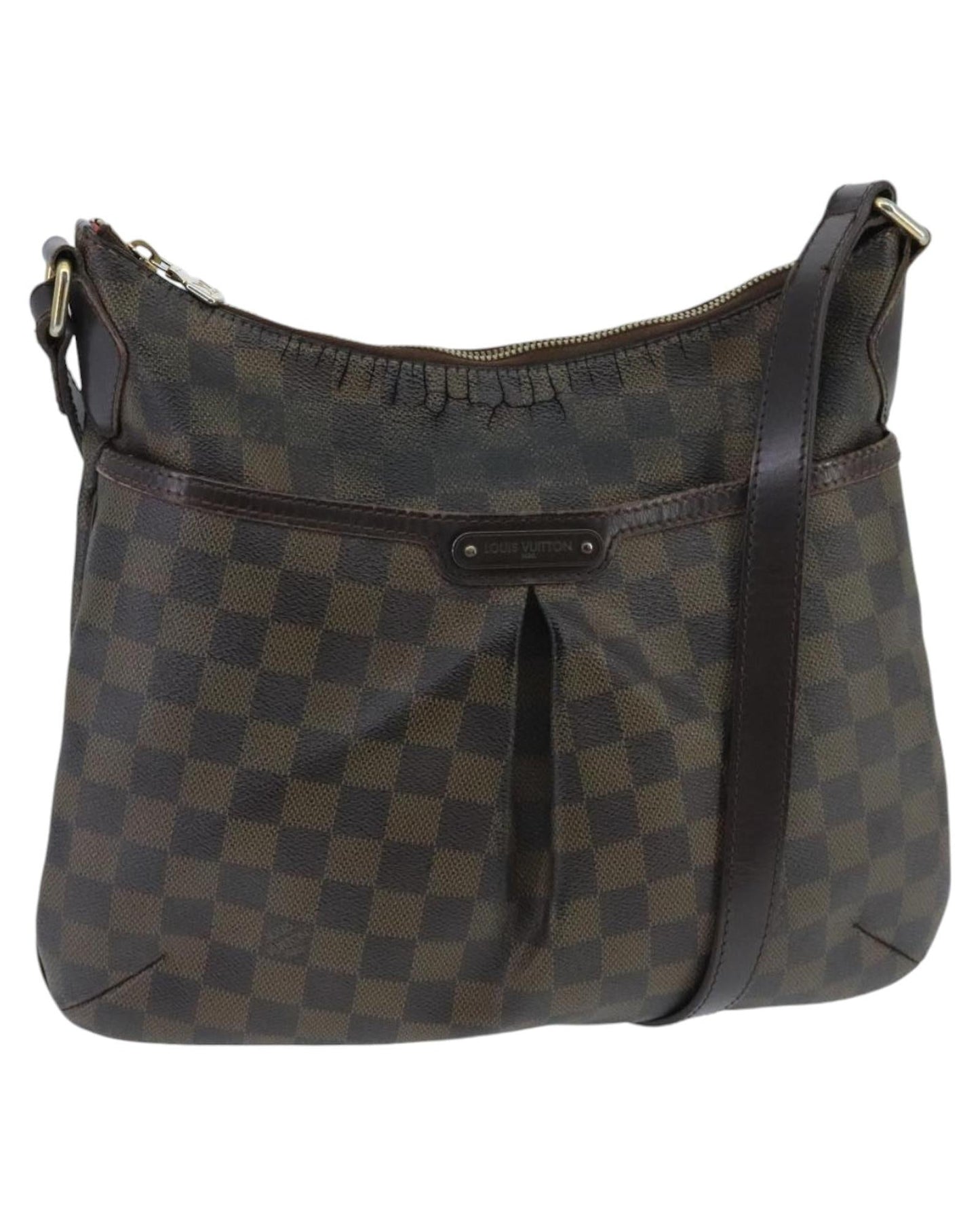 Damier Ebene Canvas Shoulder Bag with Adjustable Strap and Classic Design