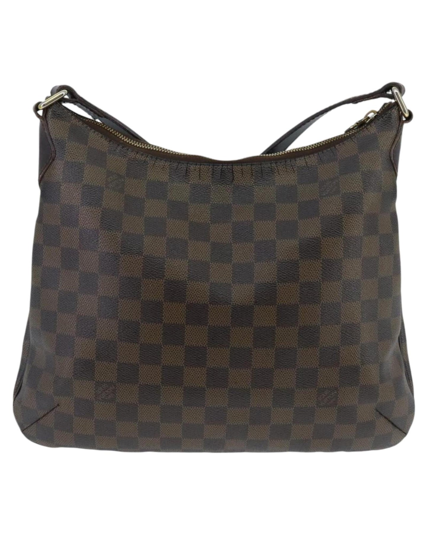 Damier Ebene Canvas Shoulder Bag with Adjustable Strap and Classic Design