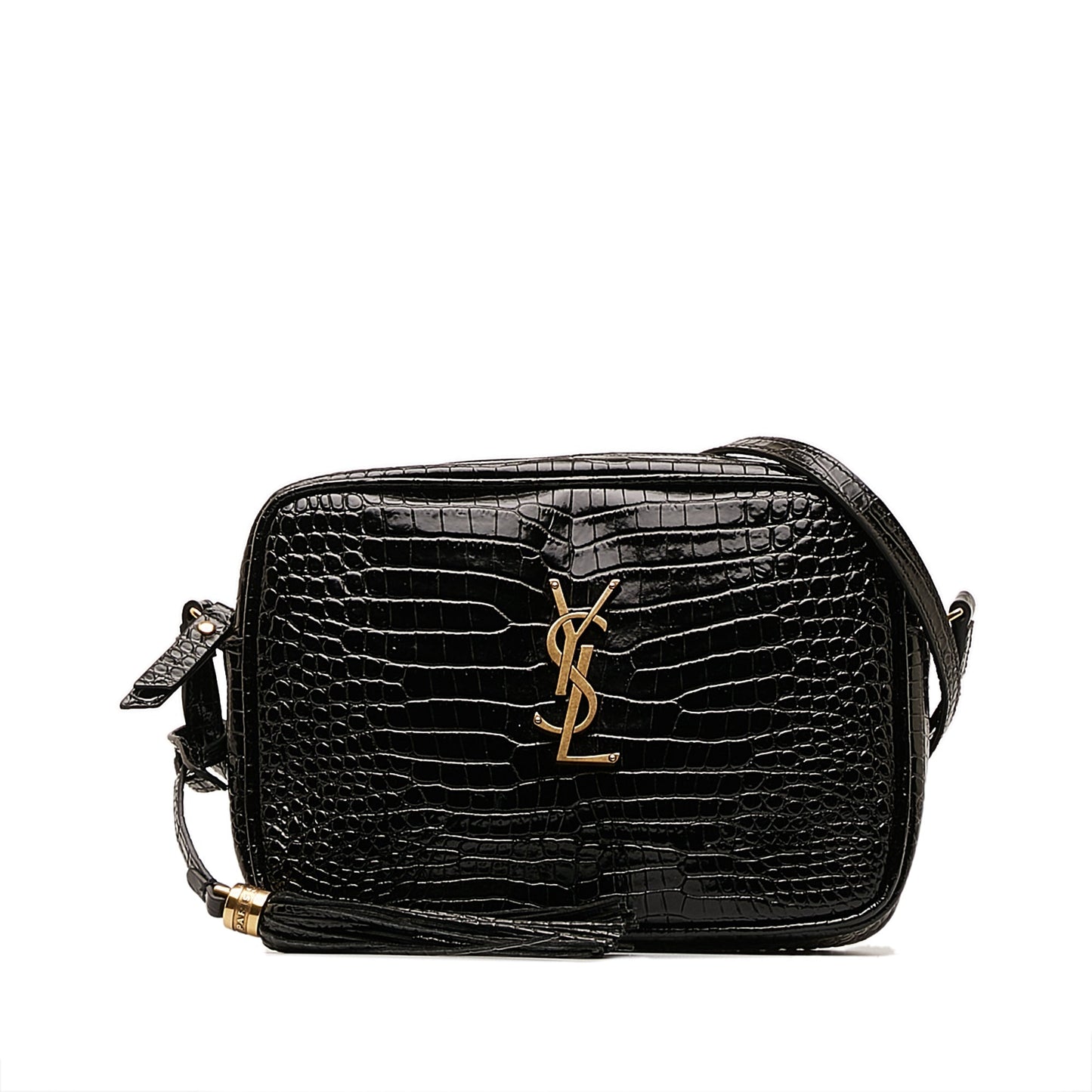 Medium Croc Embossed Patent Camera Bag