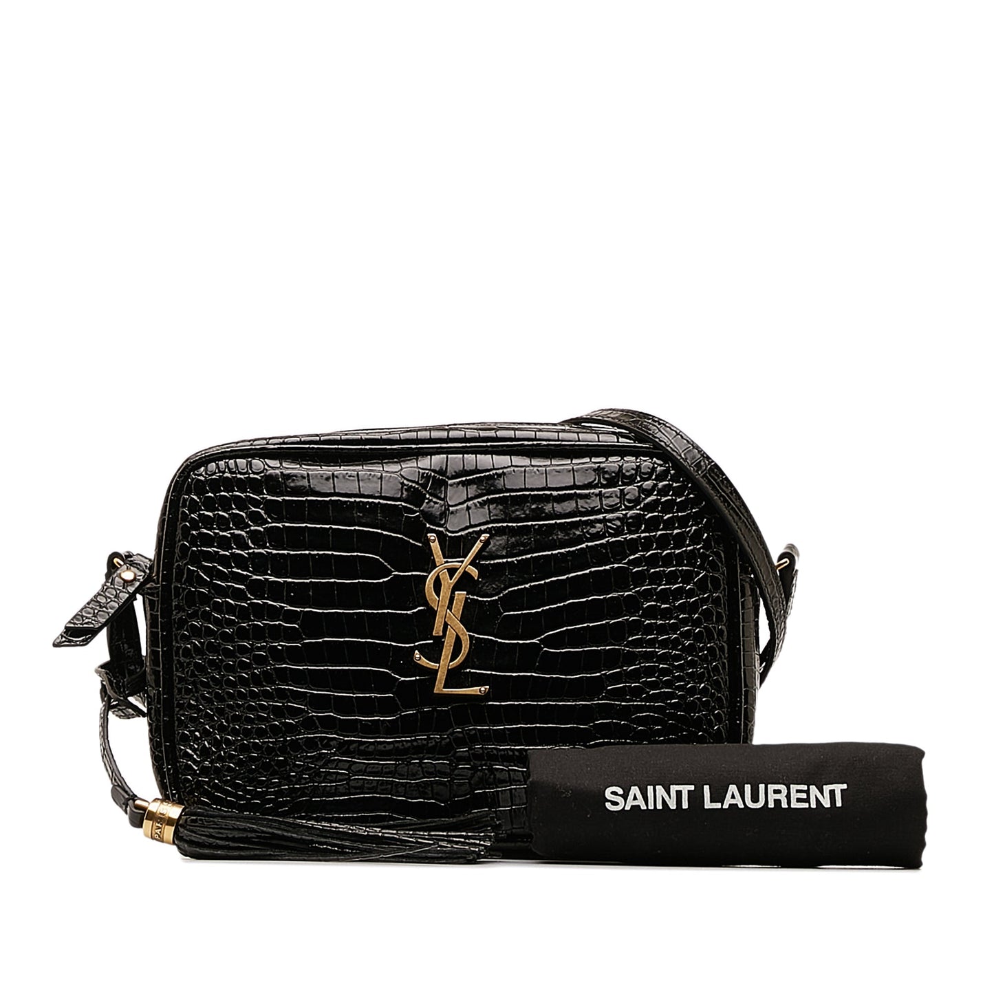 Medium Croc Embossed Patent Camera Bag