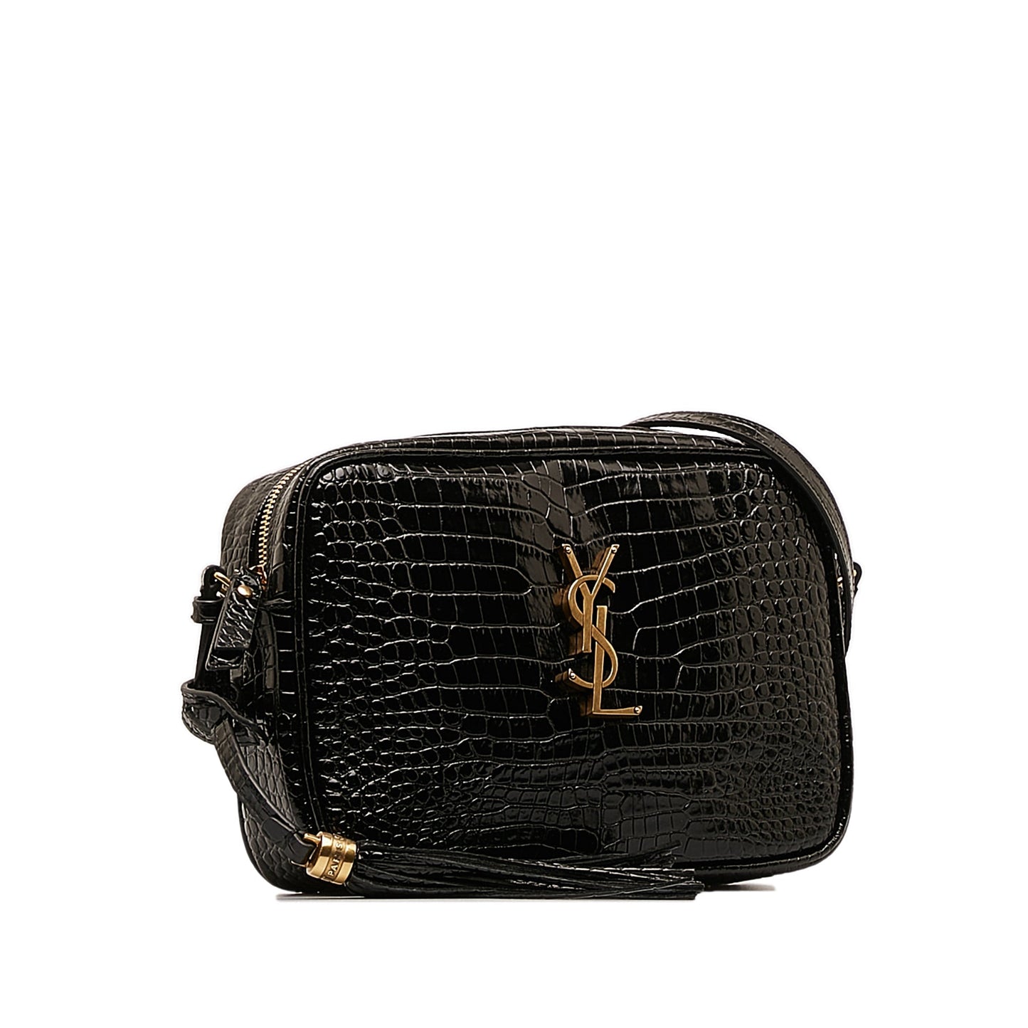 Medium Croc Embossed Patent Camera Bag