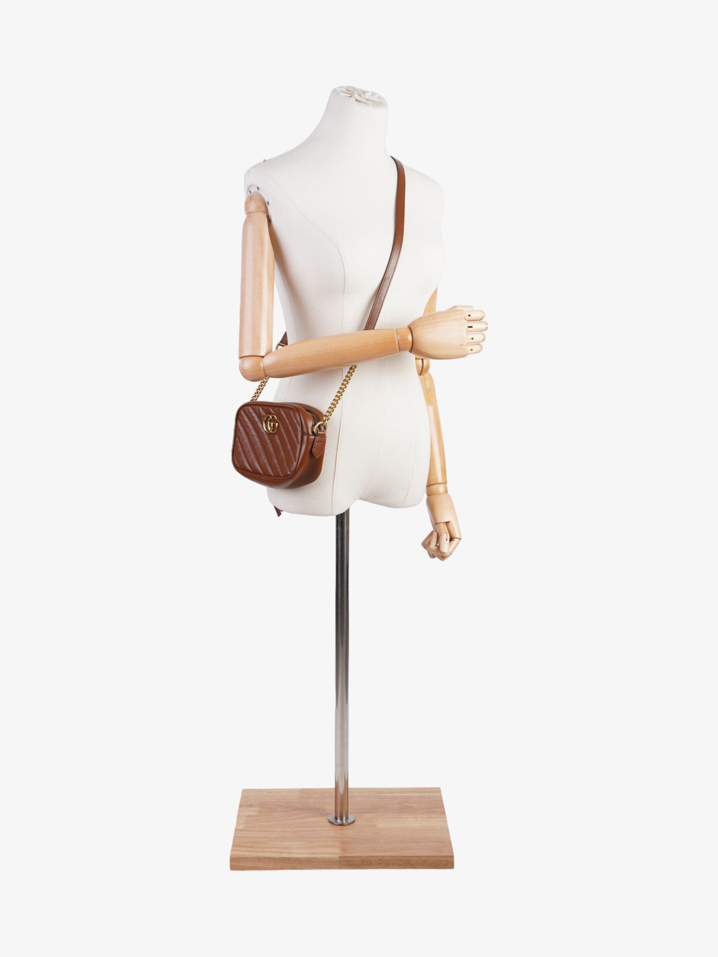 Gucci GG Marmont Brown Matelasse Leather Mini