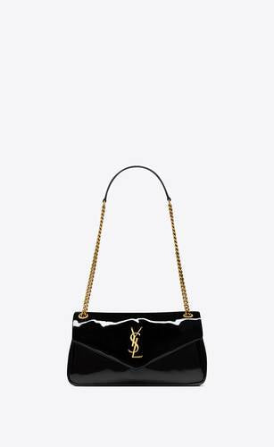 Saint Laurent Women Calypso Patent Leather Shoulder Bag