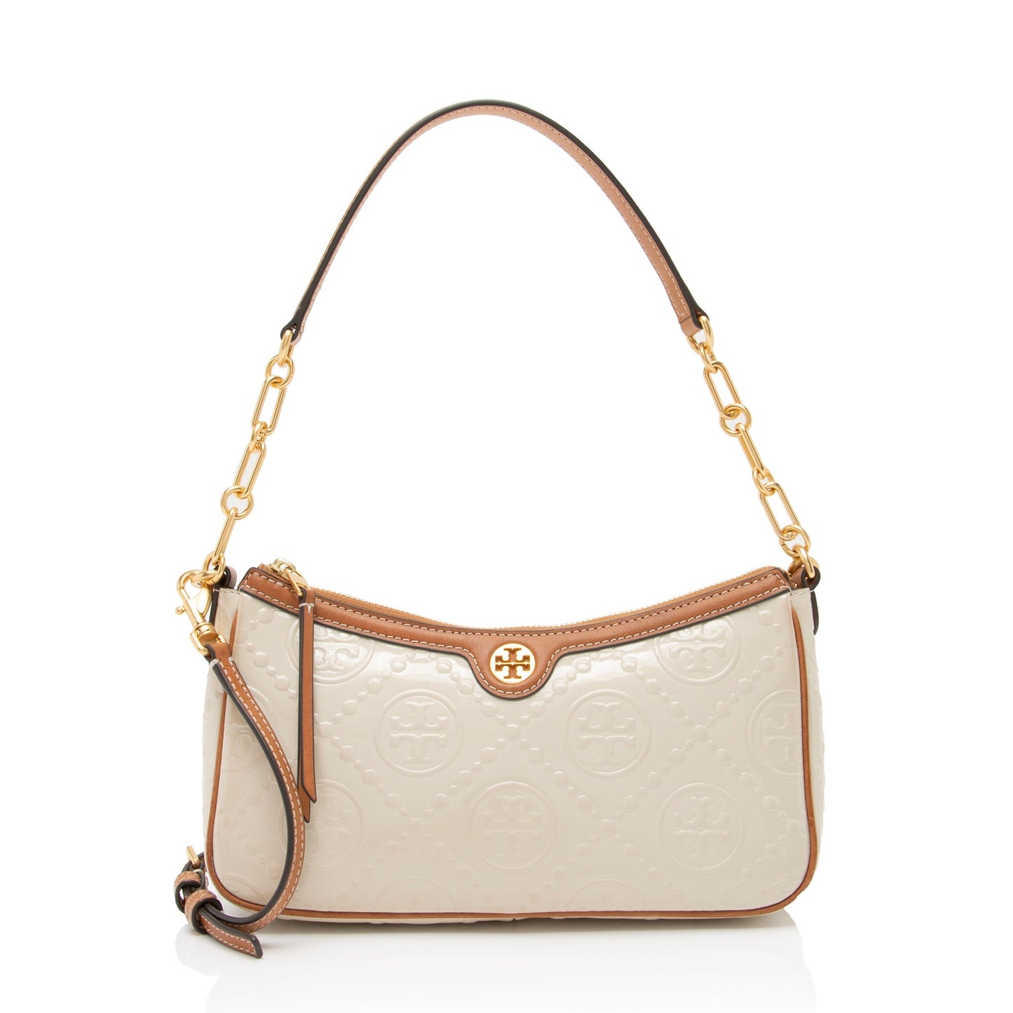Tory Burch T Monogram Embossed Patent Leather Studio Shoulder Bag (SHF-23352)