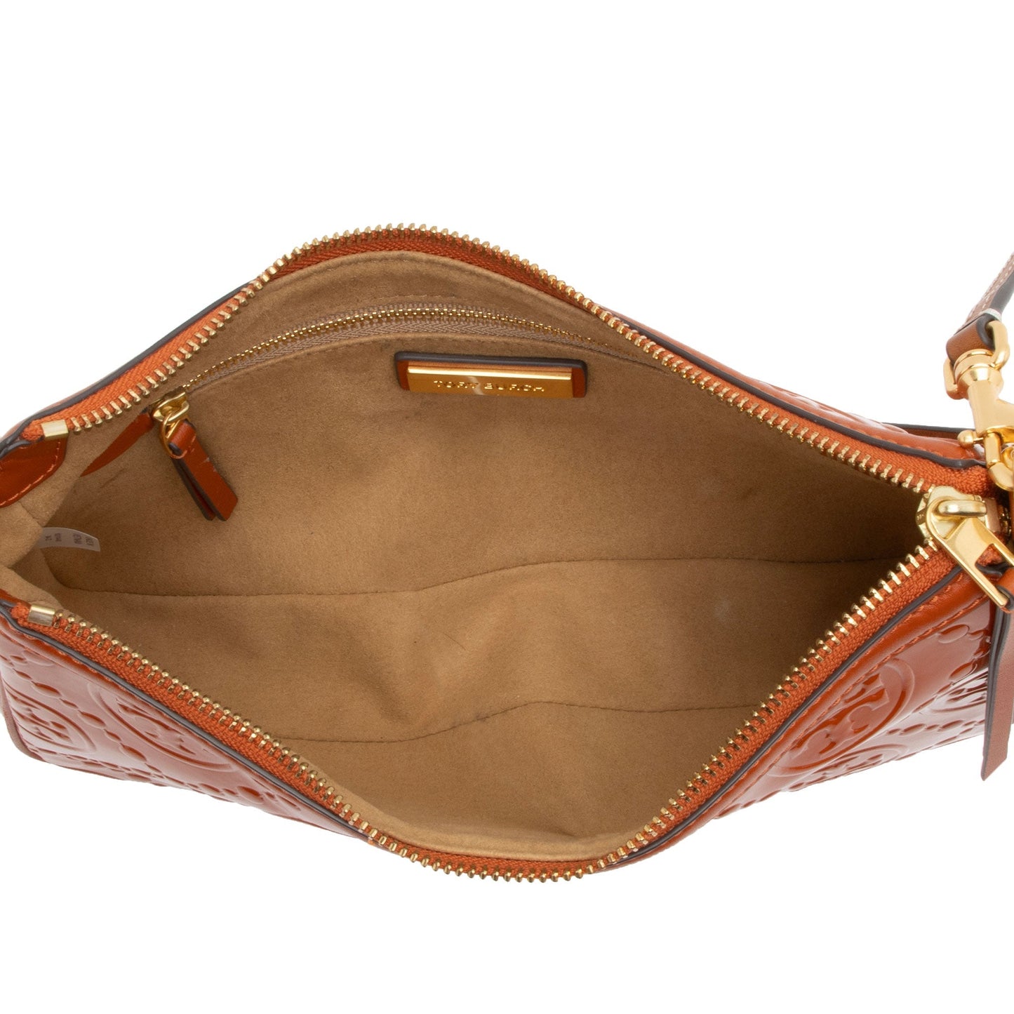 Tory Burch T Monogram Embossed Patent Leather Studio Shoulder Bag (SHF-SpEznC)