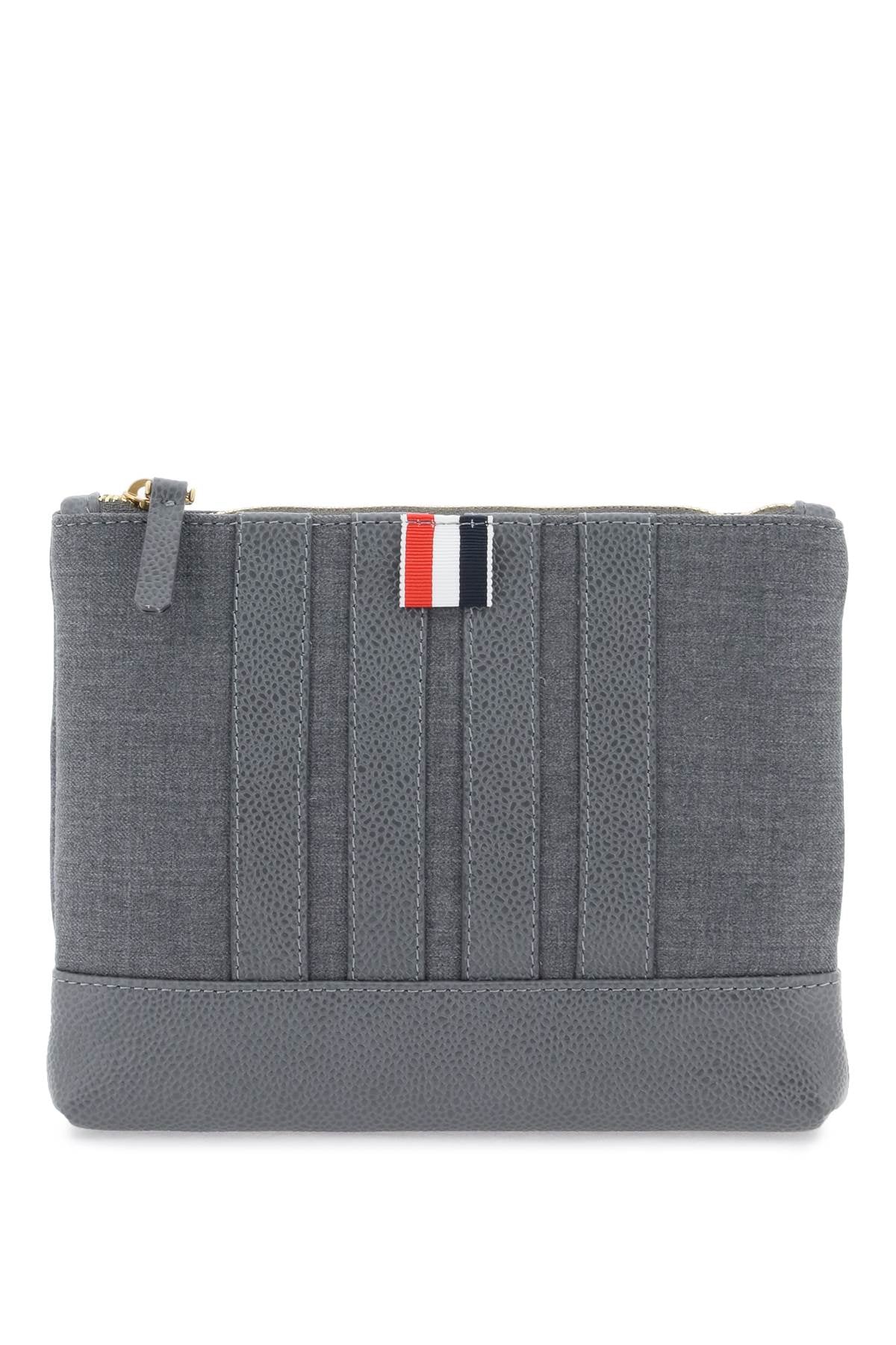 Thom Browne Wool 4-Bar Small Pouch Men
