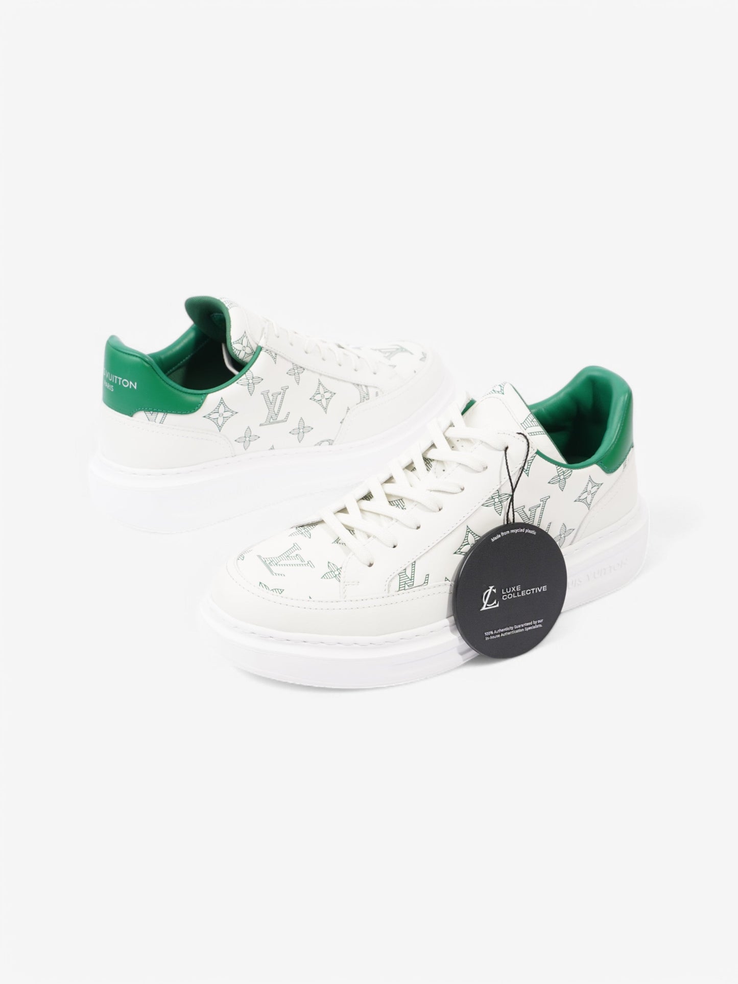 Louis Vuitton Beverley Hills White  / Green Leather EU 41.5 UK 7.5