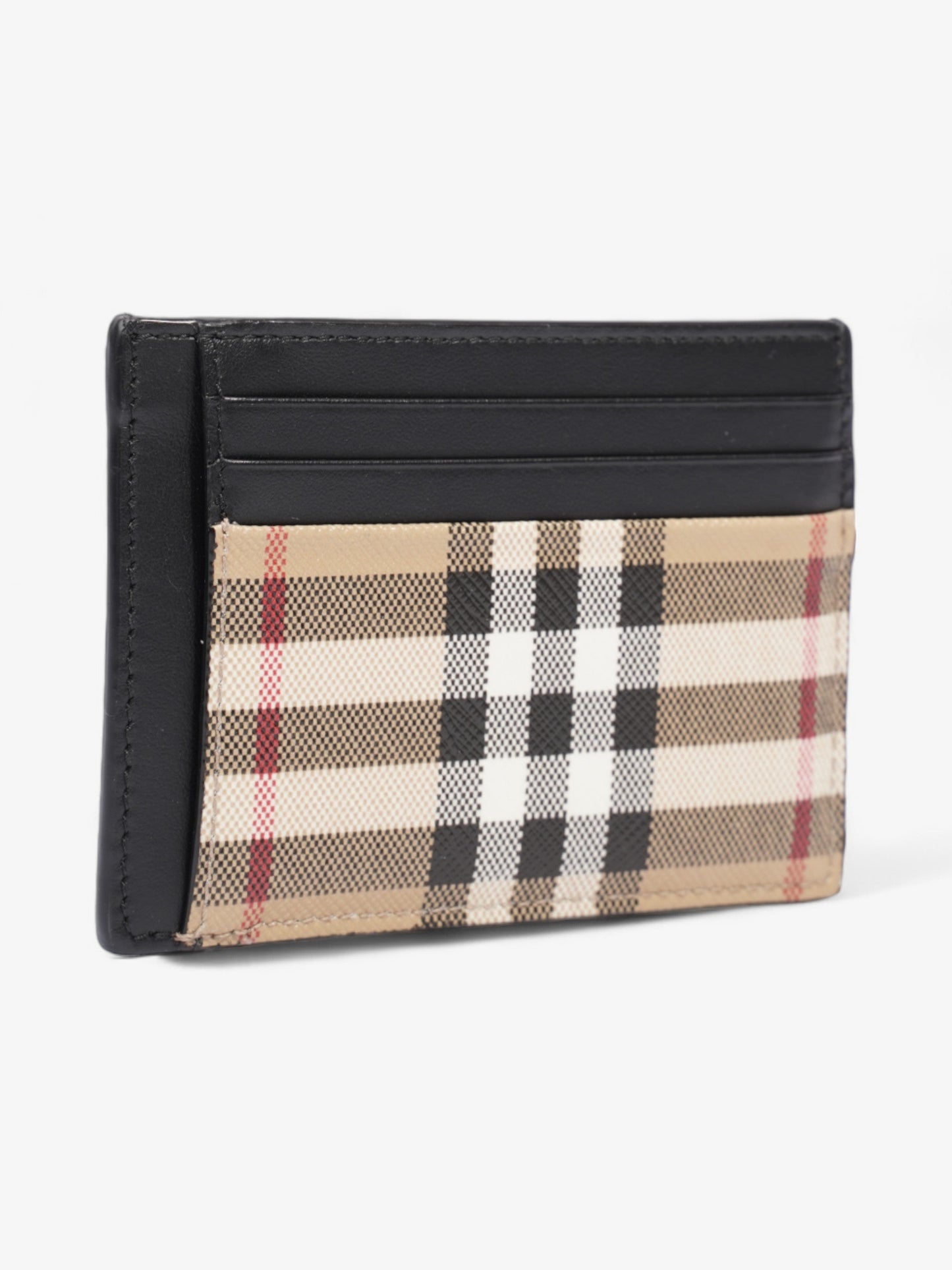 Burberry Check Money Clip Card Case Vintage Check Coated Canvas
