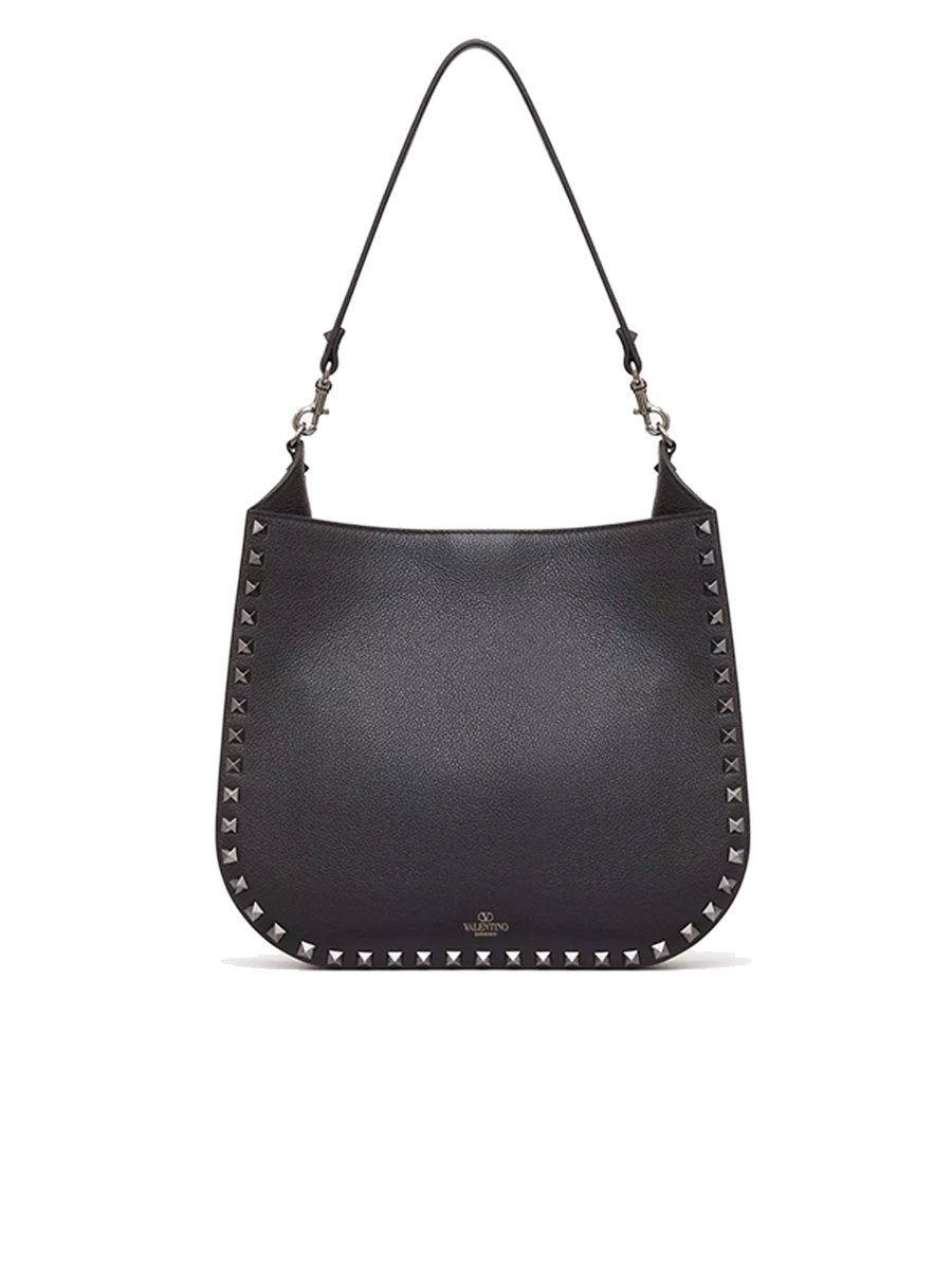 Rockstud Grainy Calfskin Hobo Bag