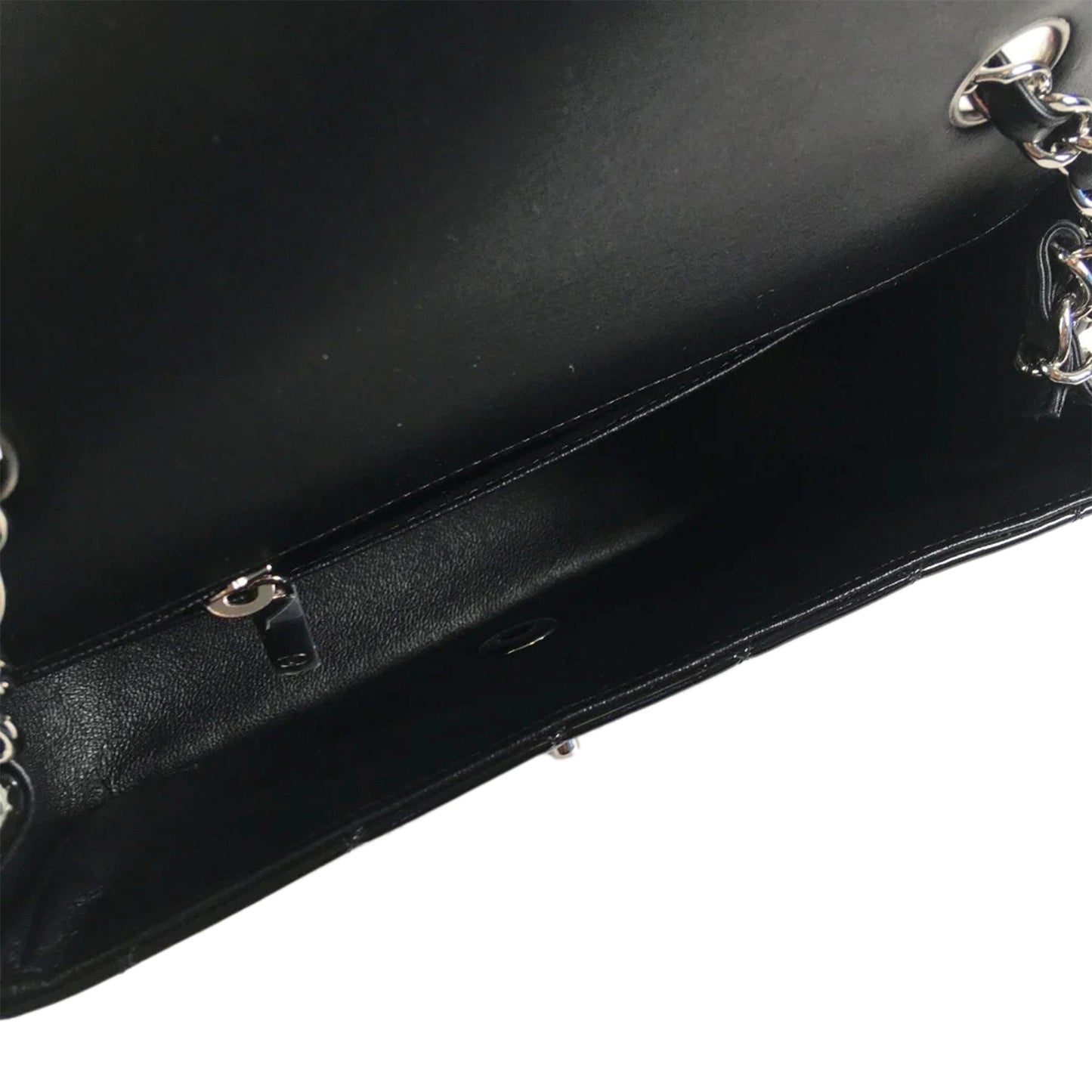 Chanel Rectangular Flap Mini Bicolor Patent Leather Silver