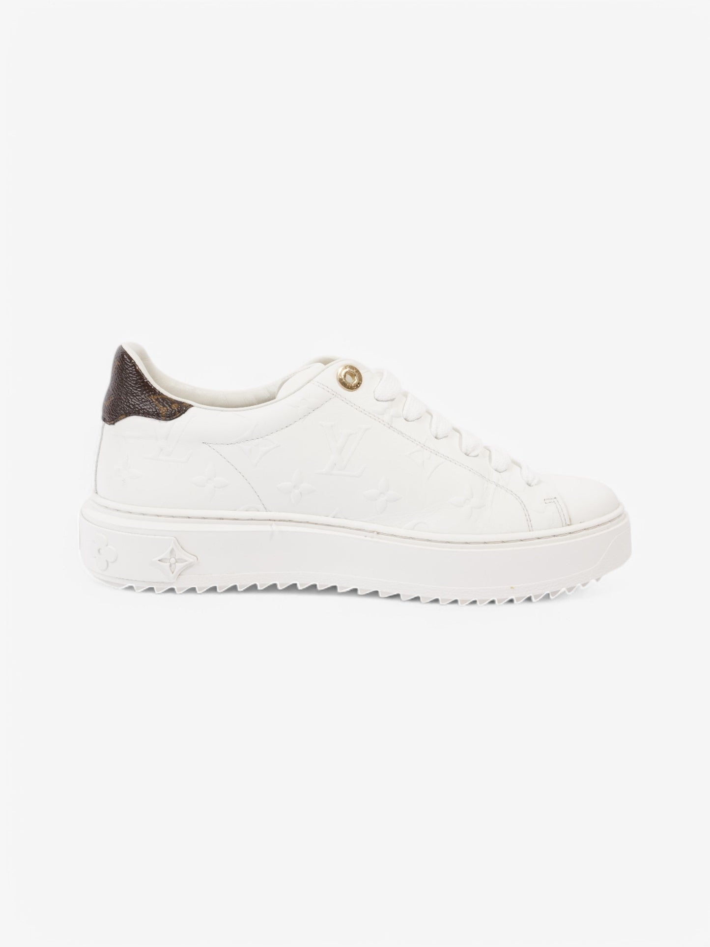 Louis Vuitton Time Out Sneakers White  / Brown Monogram Leather EU 38 UK 5