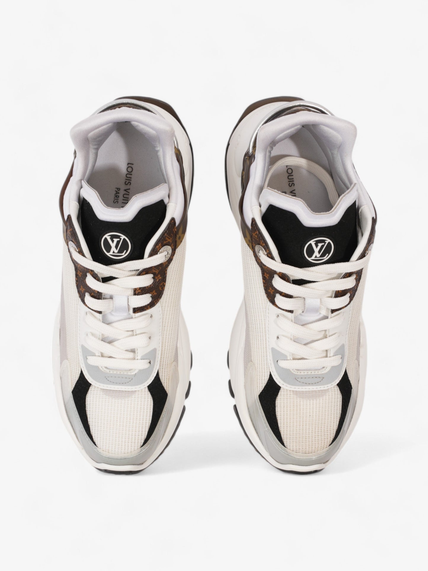 Louis Vuitton Run 55 Sneakers White  / Monogram / Black Mesh EU 38 UK 5