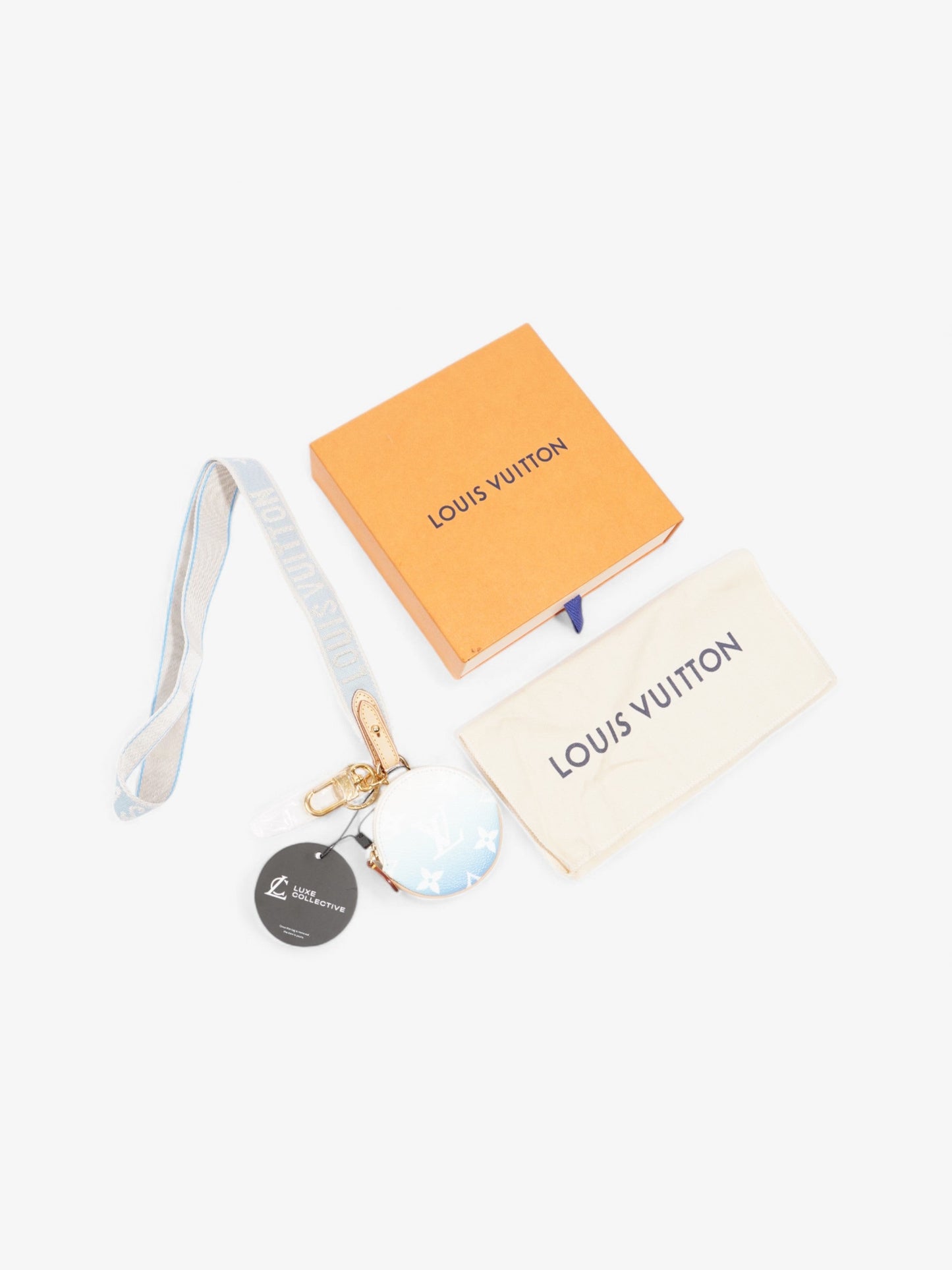 Louis Vuitton By The Pool Lanyard Key Holder Blue / White Canvas