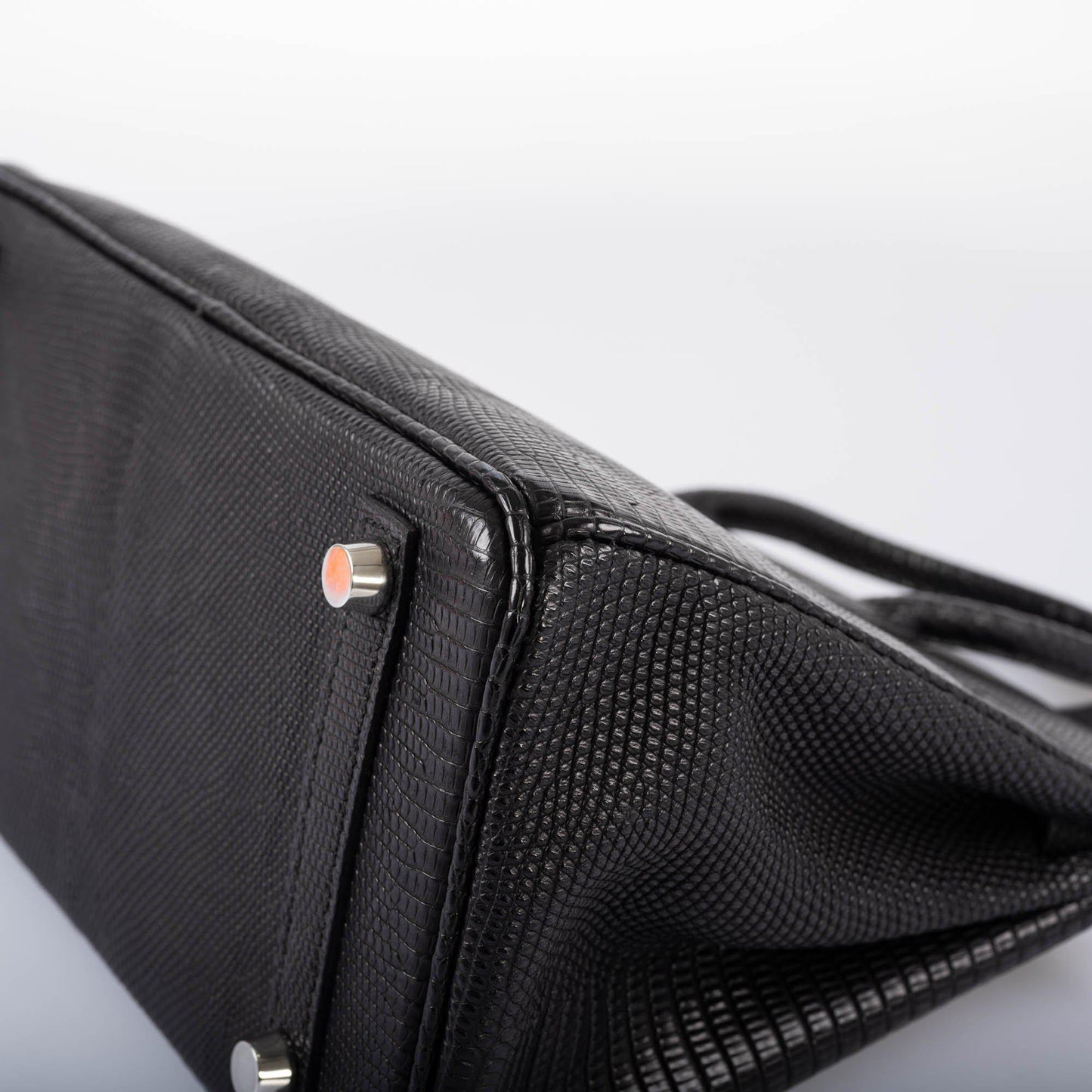 Vintage HermÃƒÆ’Ã‚Â¨s Birkin 25 Black Salvator Lizard With Jacob & Co. White Gold & Diamond Hardware - 2009, Square M