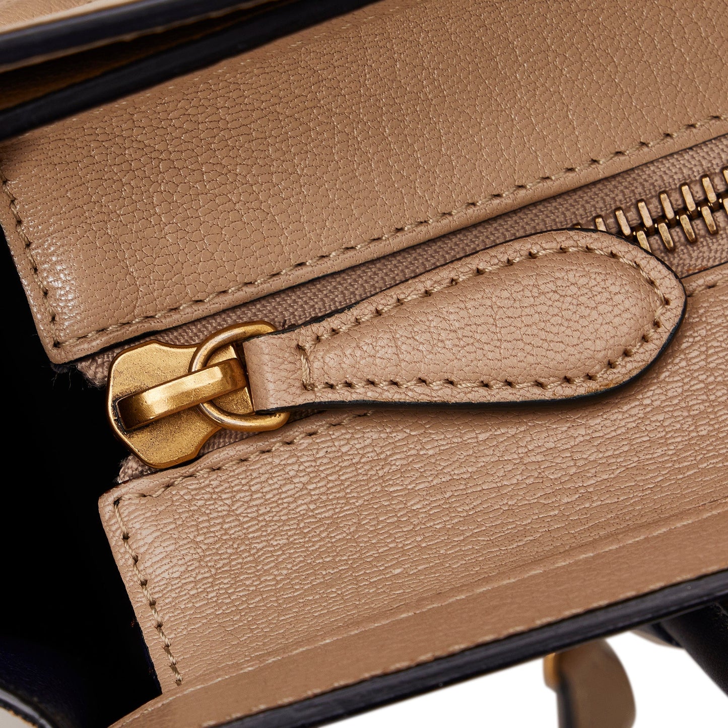 Tan Celine Micro Luggage Tote Bicolor