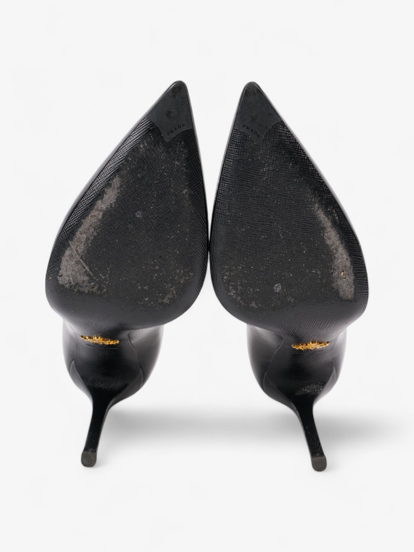 Prada Pointed Toe Heels Black Saffiano Leather EU 38 UK 5