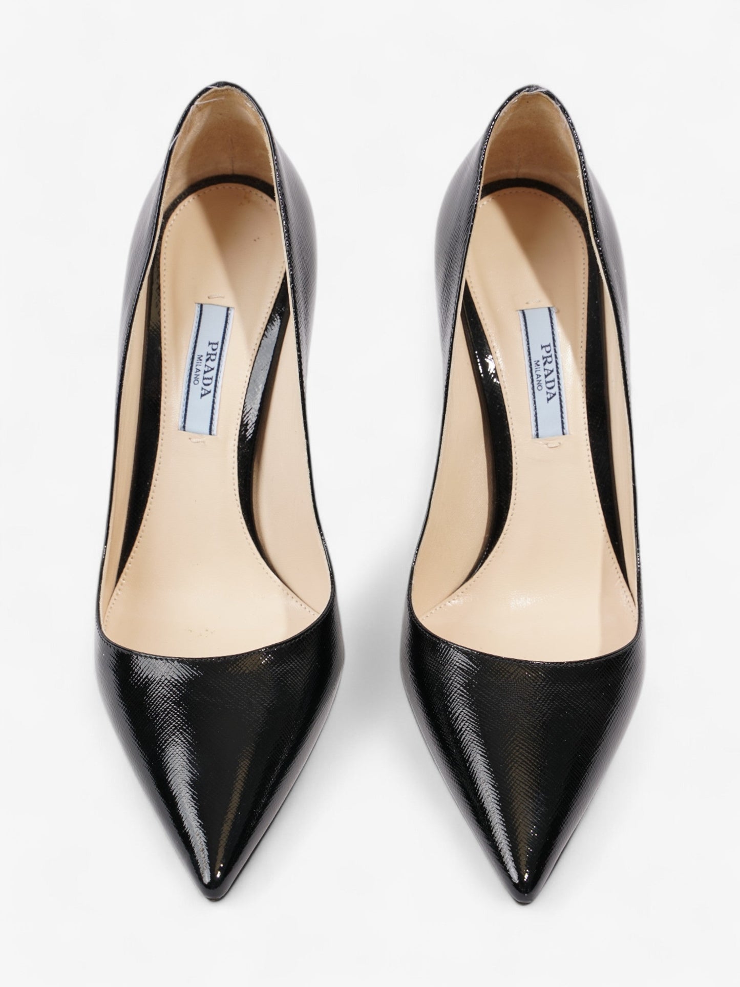 Prada Pointed Toe Heels Black Saffiano Leather EU 38 UK 5