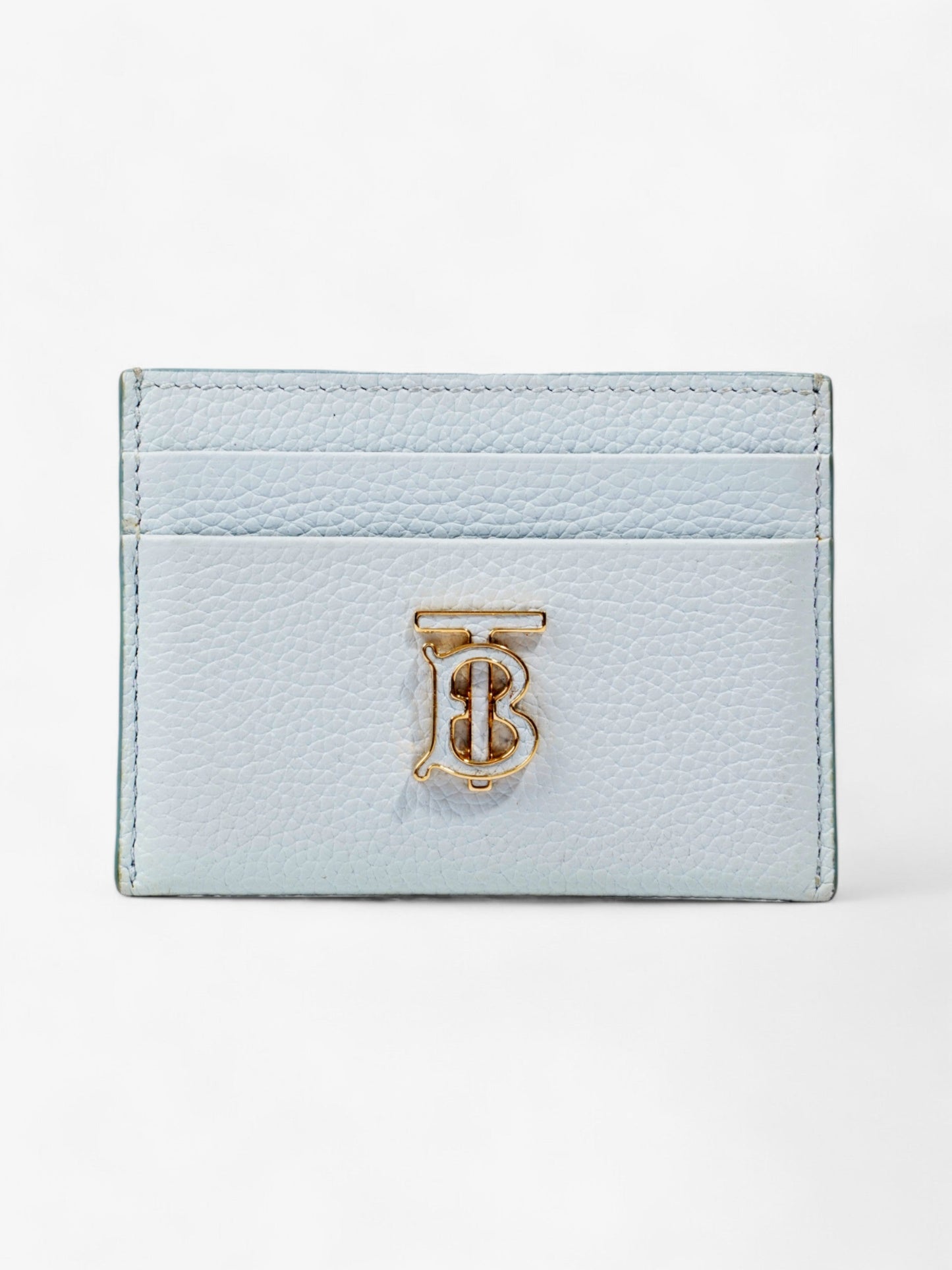 Burberry TB Card Holder Light Blue Grained Leather