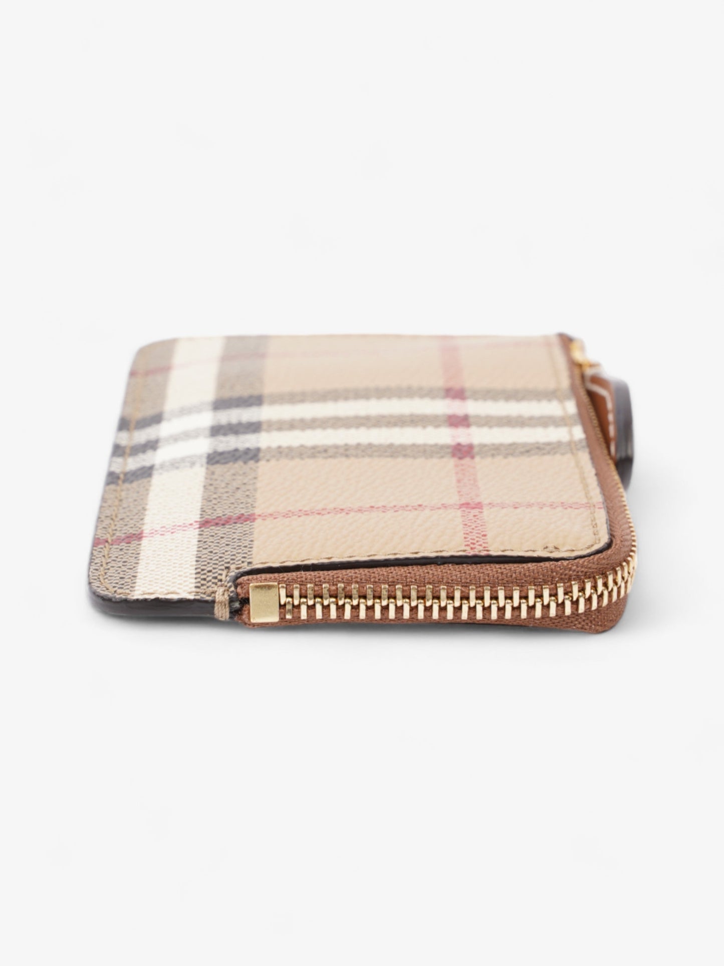 Burberry Check Zip Half Card Case Archive Beige Coated Canvas
