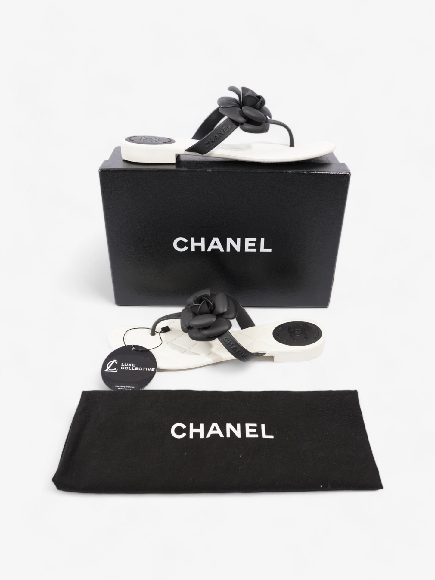 Chanel Camellia White / Black Rubber EU 40 UK 7