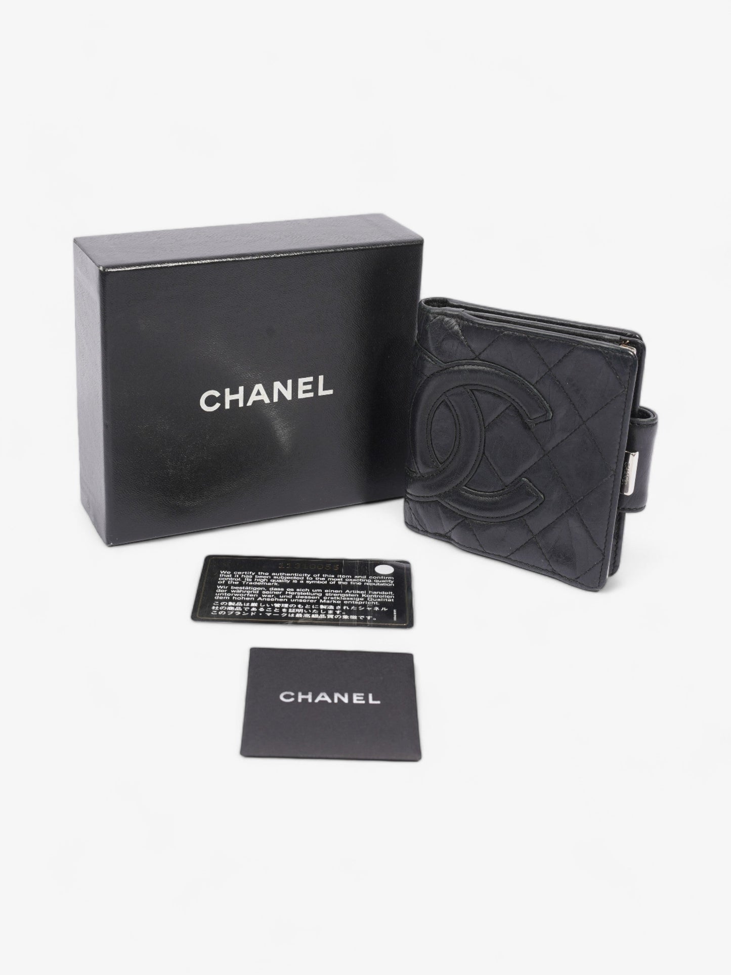 Chanel Cambon Lambskin Compact Wallet Black Lambskin Leather
