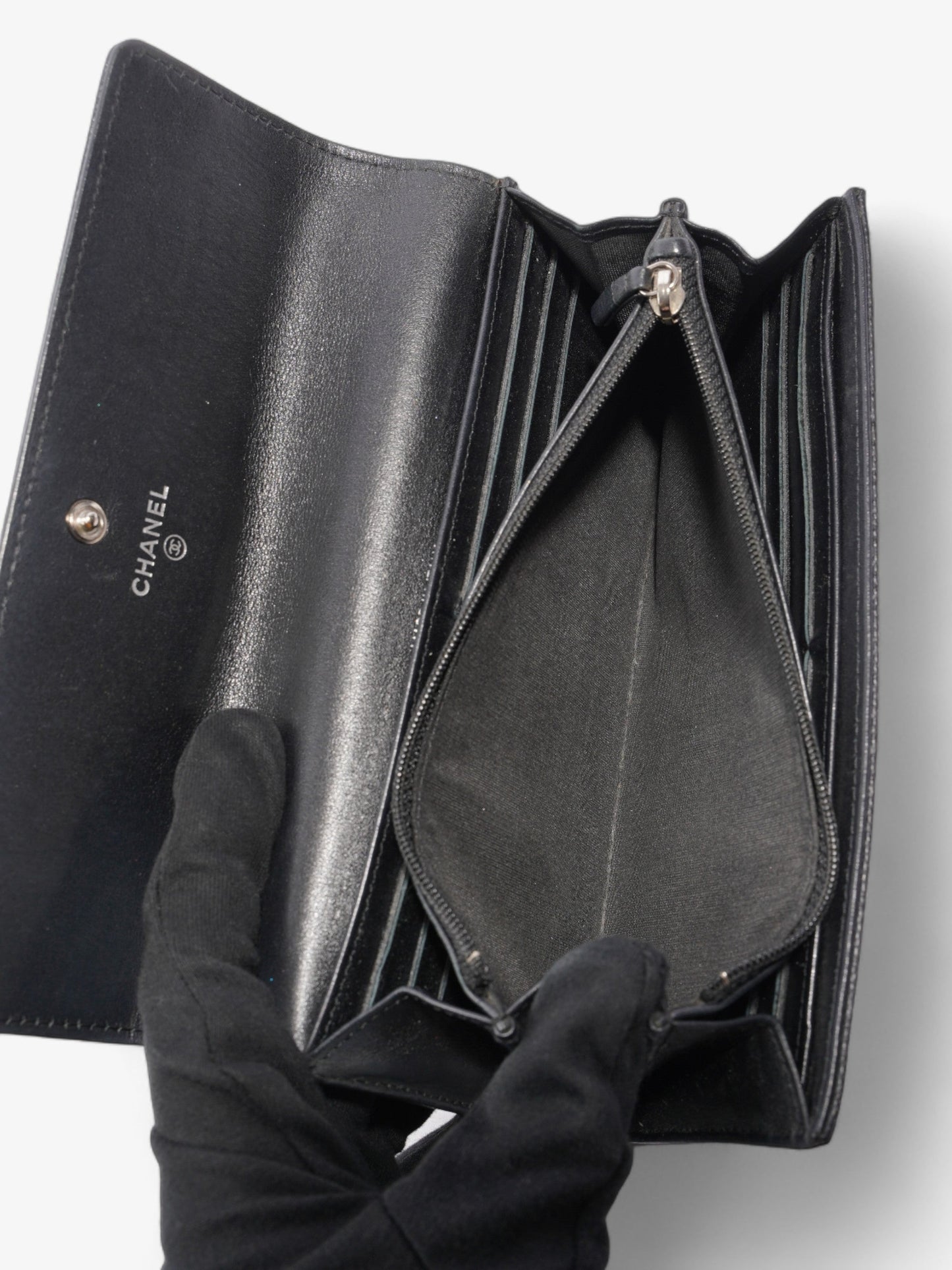 Chanel Coco Mark Caviar Wallet Black Black Caviar Leather