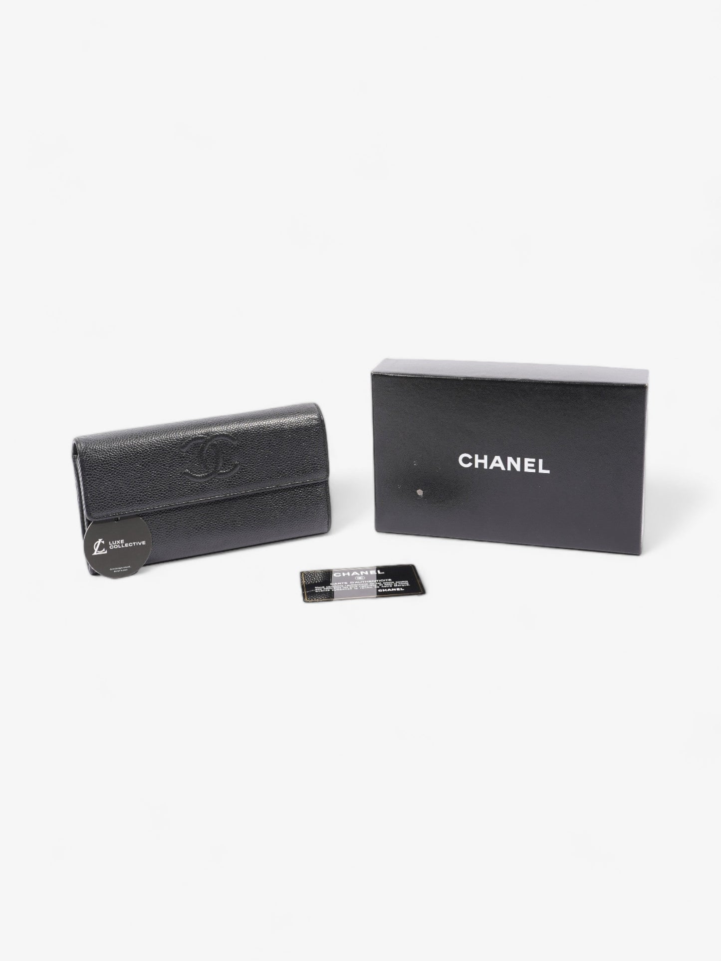 Chanel Coco Mark Caviar Wallet Black Black Caviar Leather