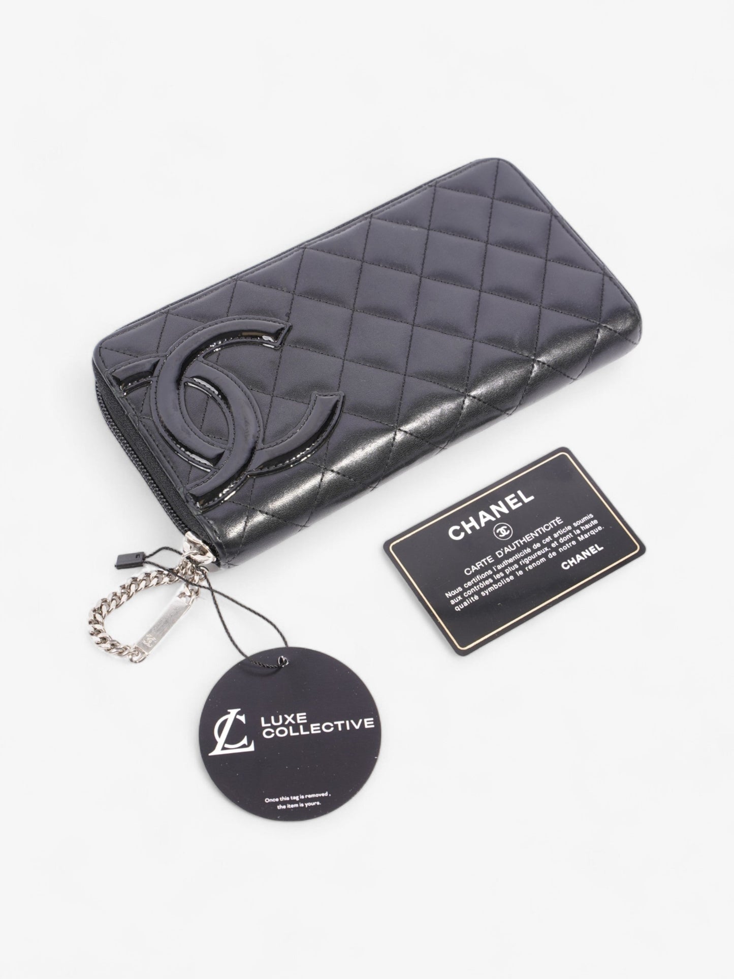 Chanel CC Zip Around Wallet Black Leather