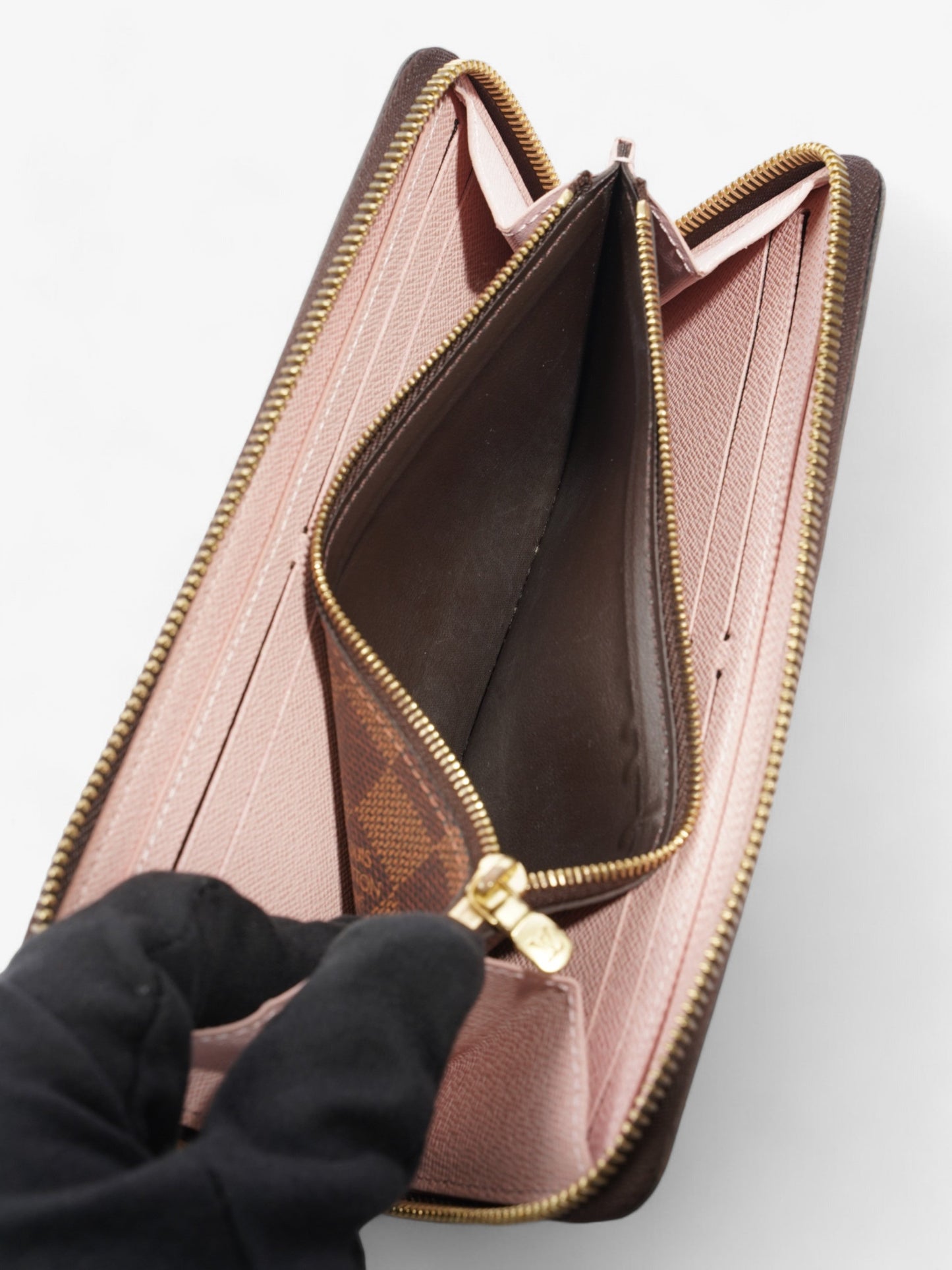Louis Vuitton Clemence Damier Ebene / Rose Ballerine Coated Canvas