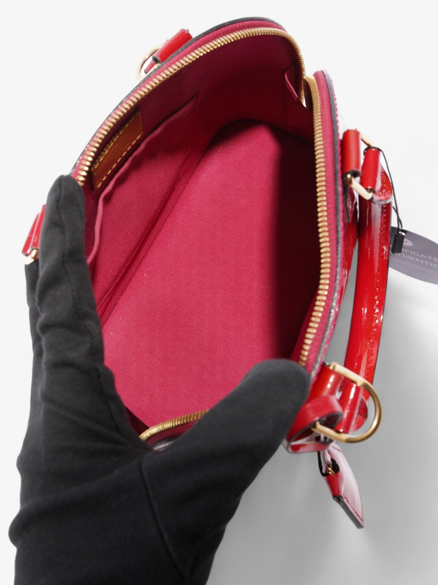 Louis Vuitton Alma Red Monogram Vernis Leather BB