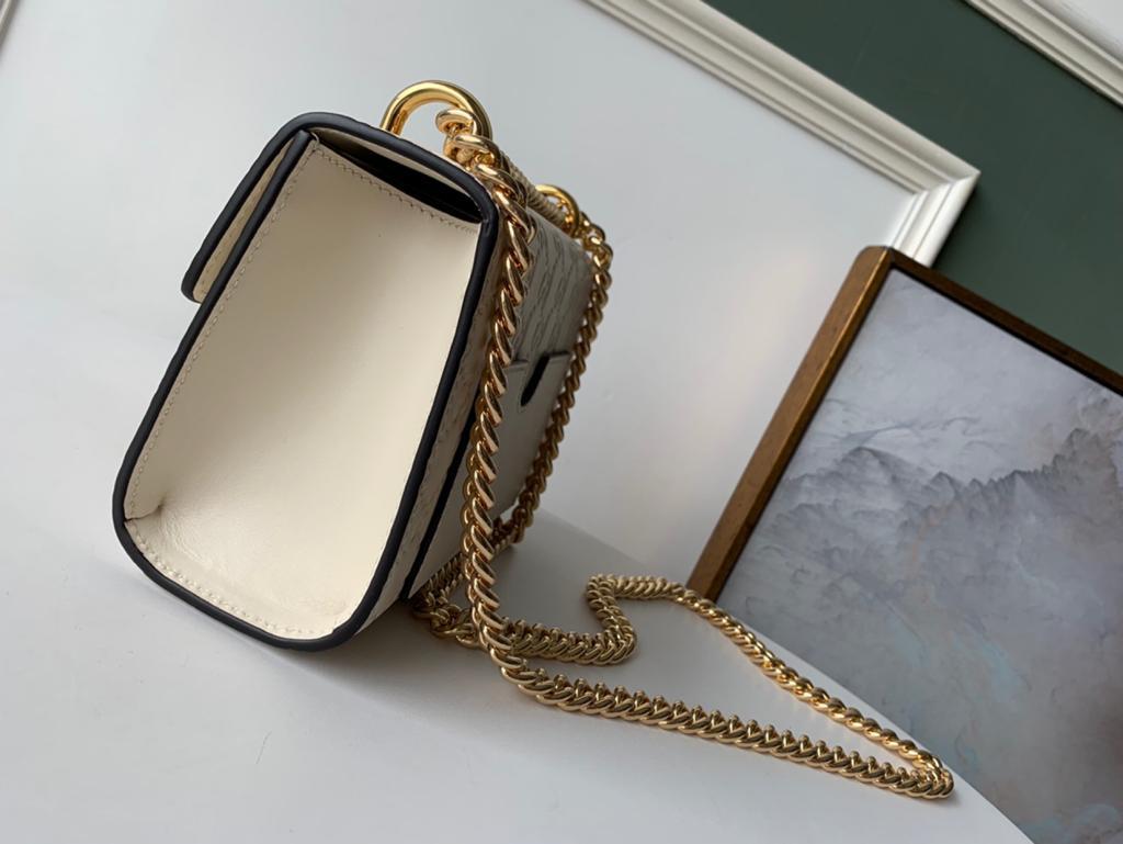 Glami Embossed Padlock Shoulder Bag White Milky For Women 8in/20cm