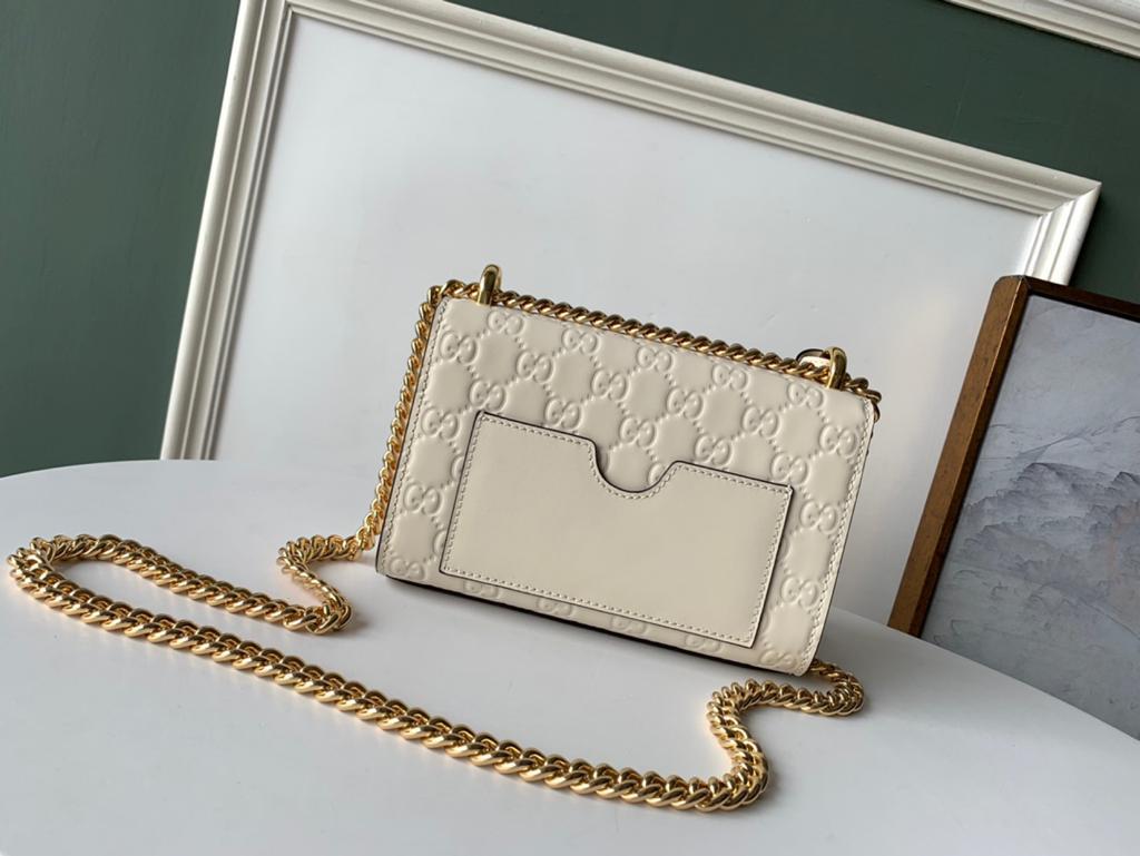 Glami Embossed Padlock Shoulder Bag White Milky For Women 8in/20cm