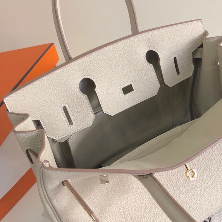GLAMI Birkin White For Women Silver Toned Hardware 13.8in/35cm