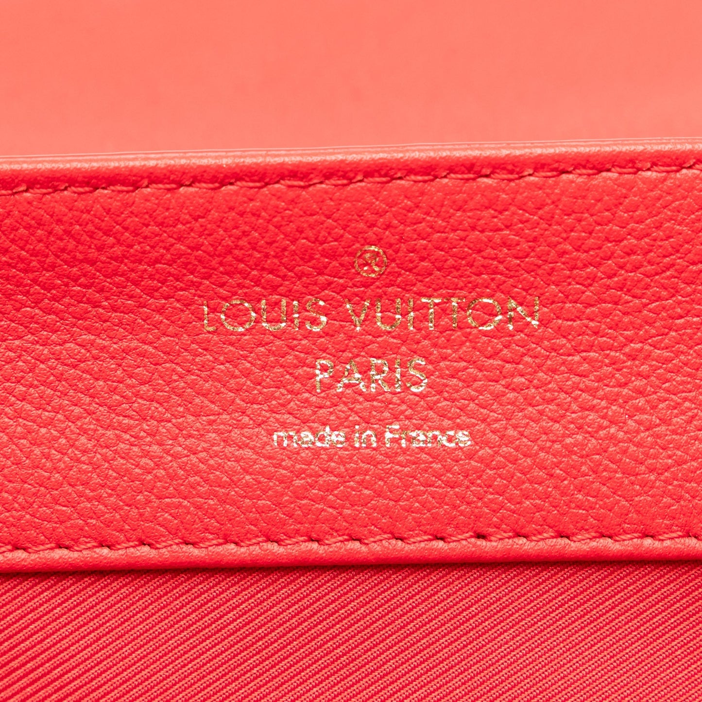 Red Louis Vuitton Calfskin Lockme MM Handbag