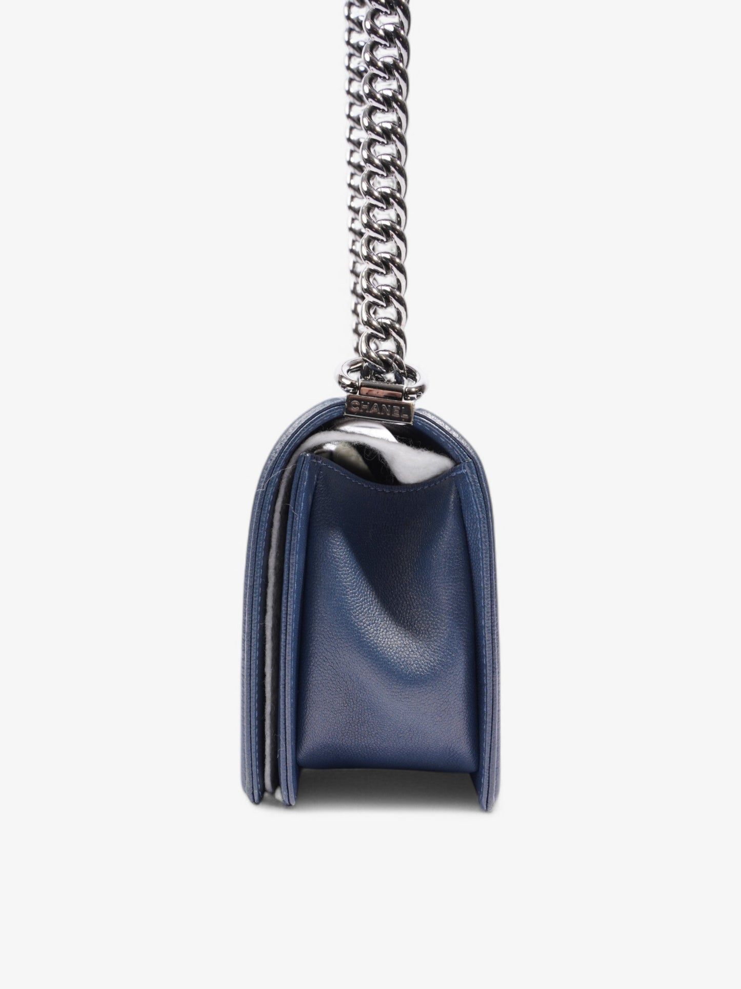 Chanel Boy Bag Blue Calfskin Leather Medium