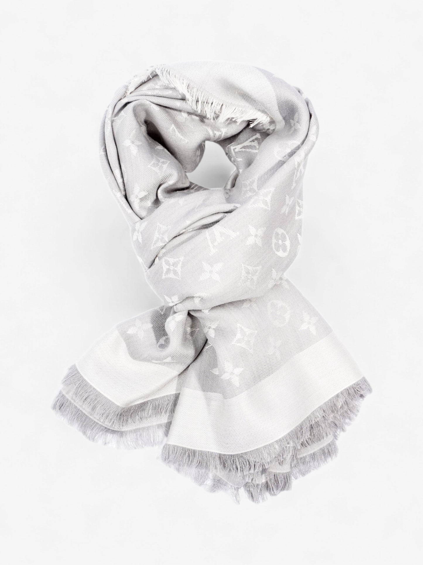 Louis Vuitton Classic Shawl Monogram Grey Silk