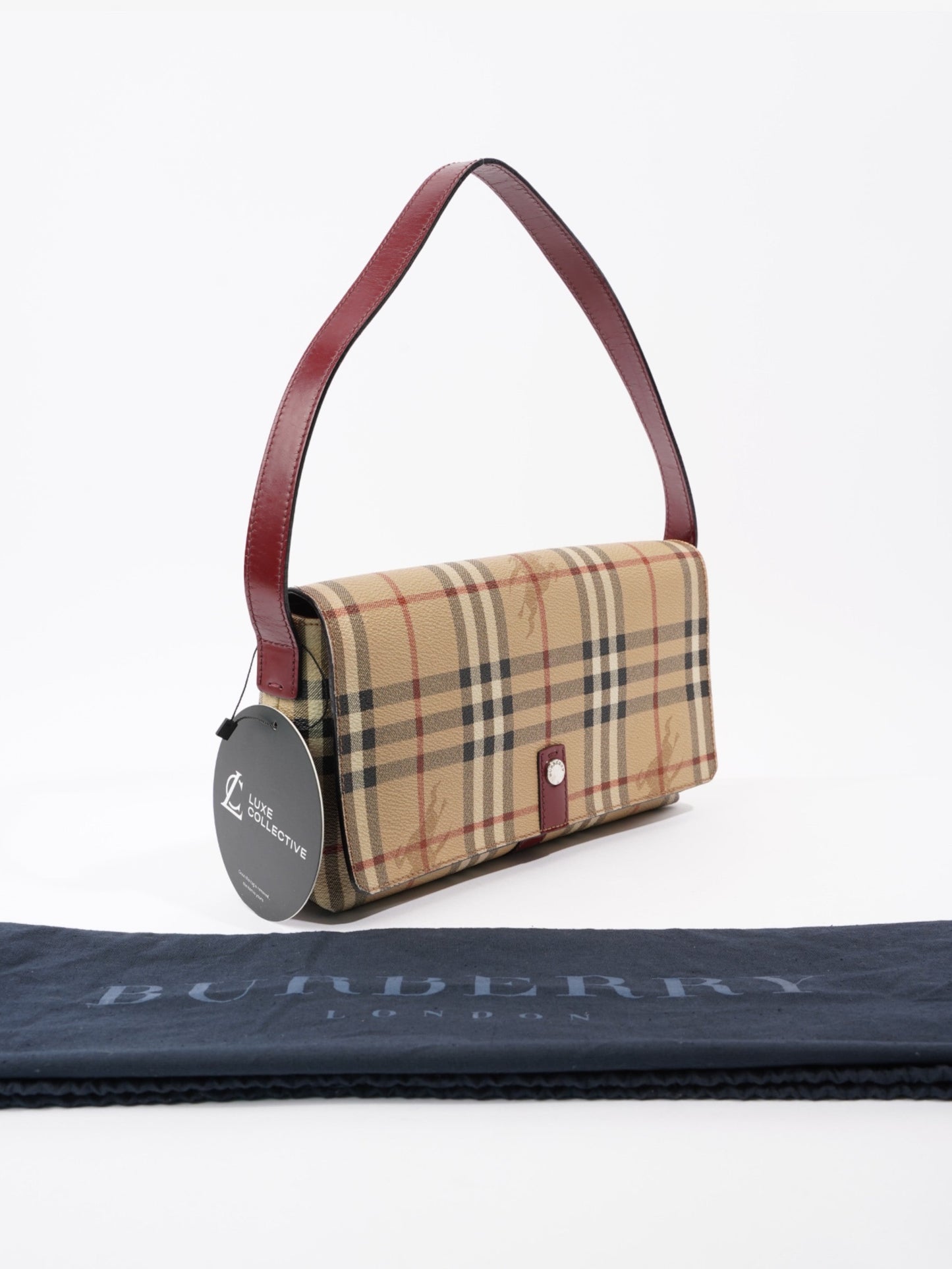 Burberry Nova Flap Pochette Beige / Red Canvas