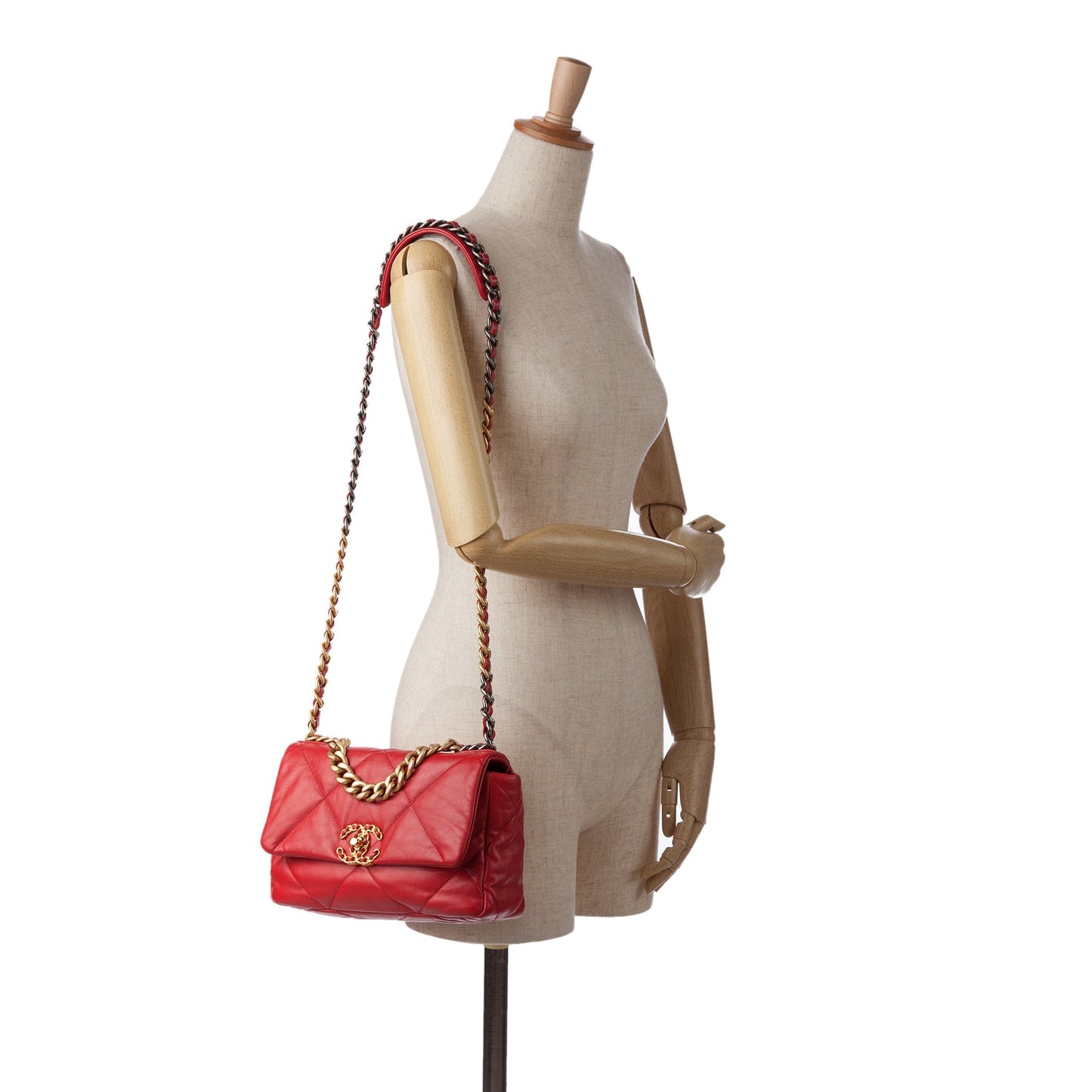 Chanel 19 Flap Bag Medium Red Lambskin Gold