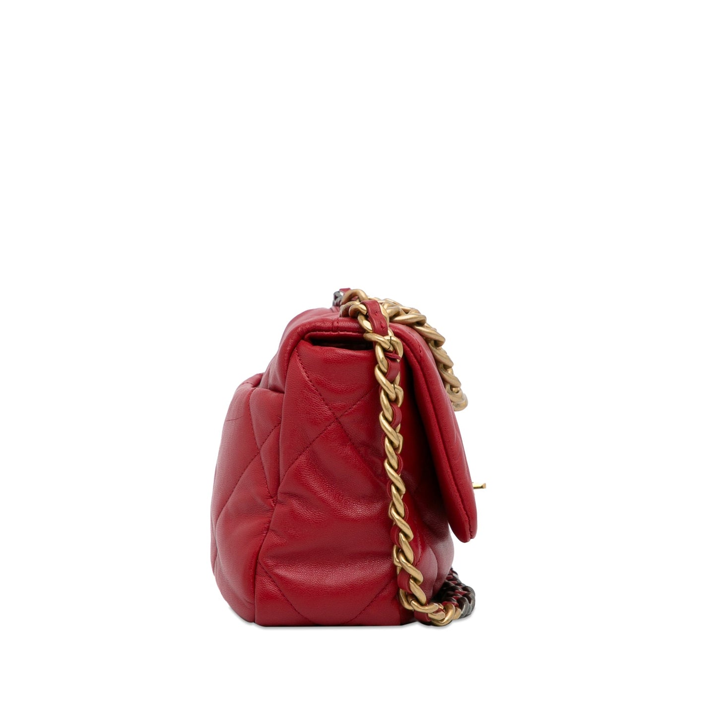 Chanel 19 Flap Bag Medium Red Lambskin Gold