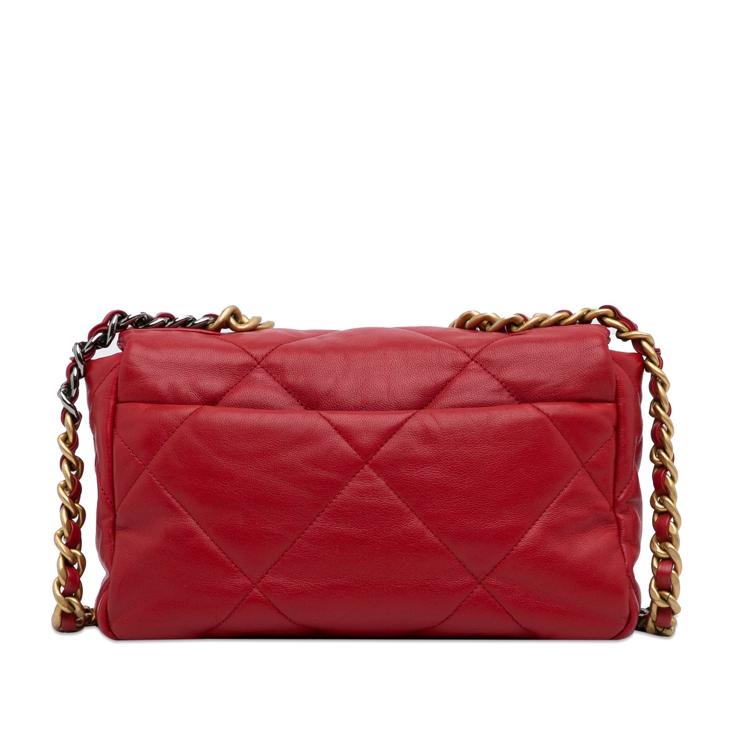 Chanel 19 Flap Bag Medium Red Lambskin Gold